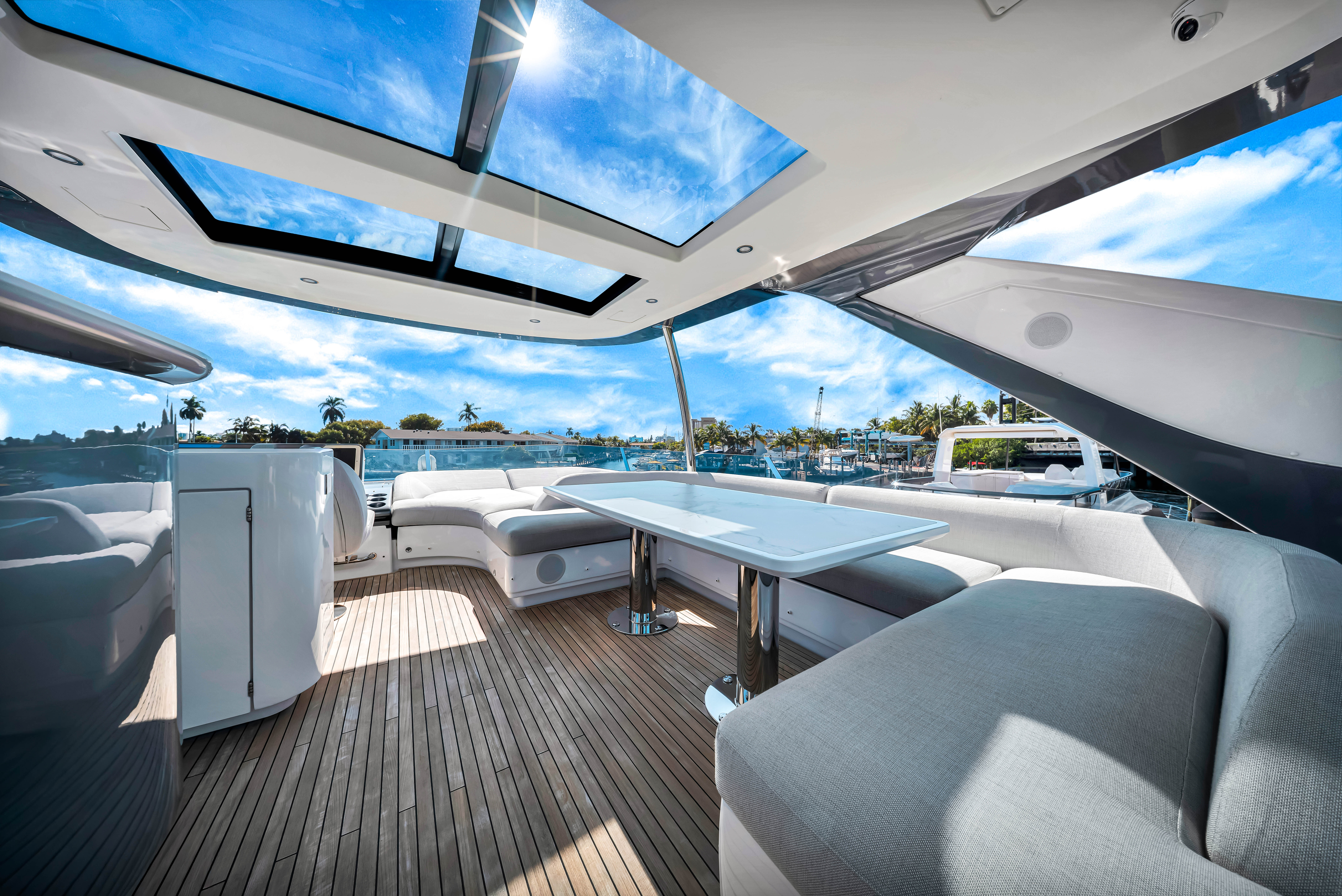 80ft Azimut 78 fly (2024) yacht rental Miami - comfortable lounge area for group celebrations