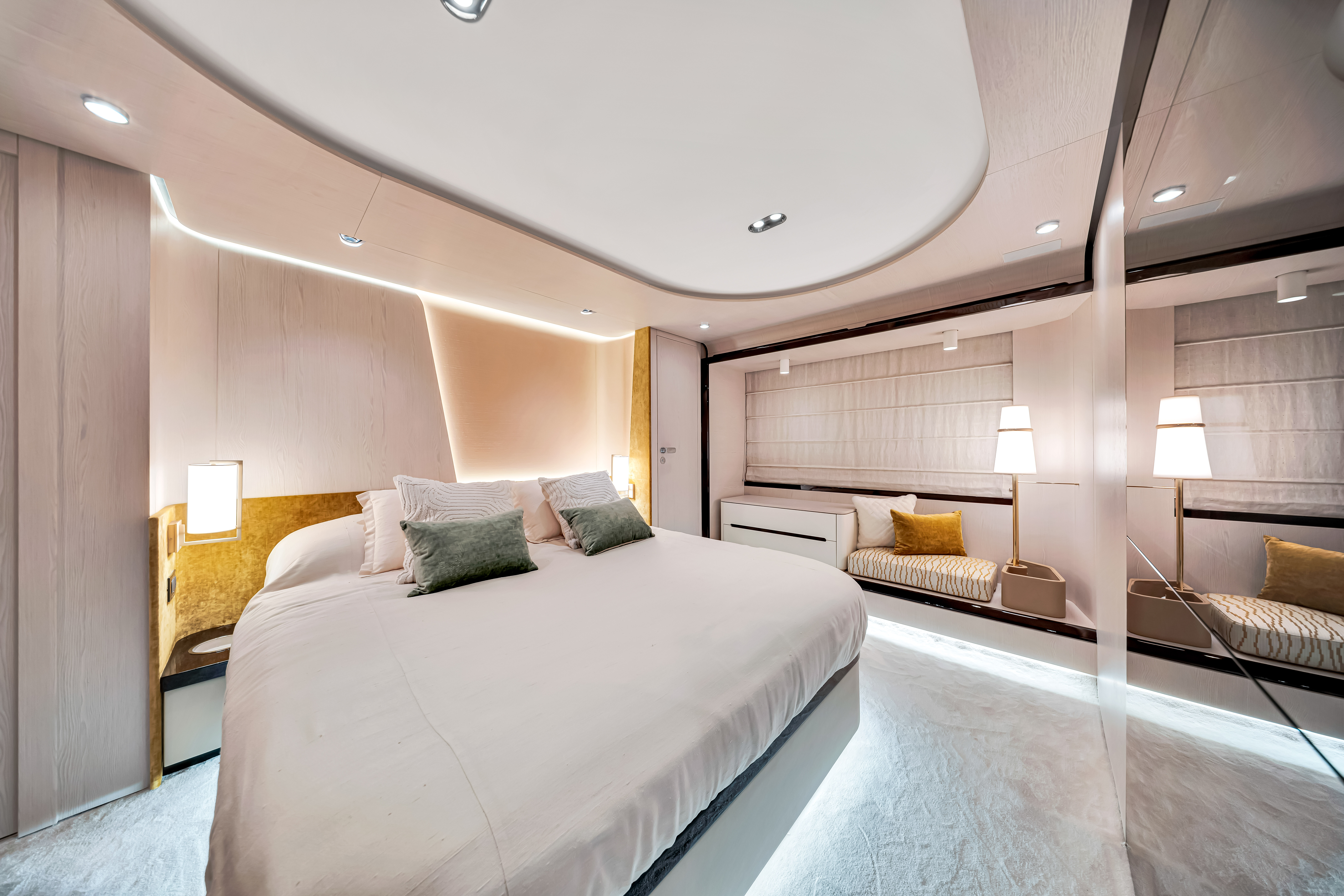 80ft Azimut 78 fly (2024) yacht rental Miami - elegant interior salon for corporate events and private gatherings