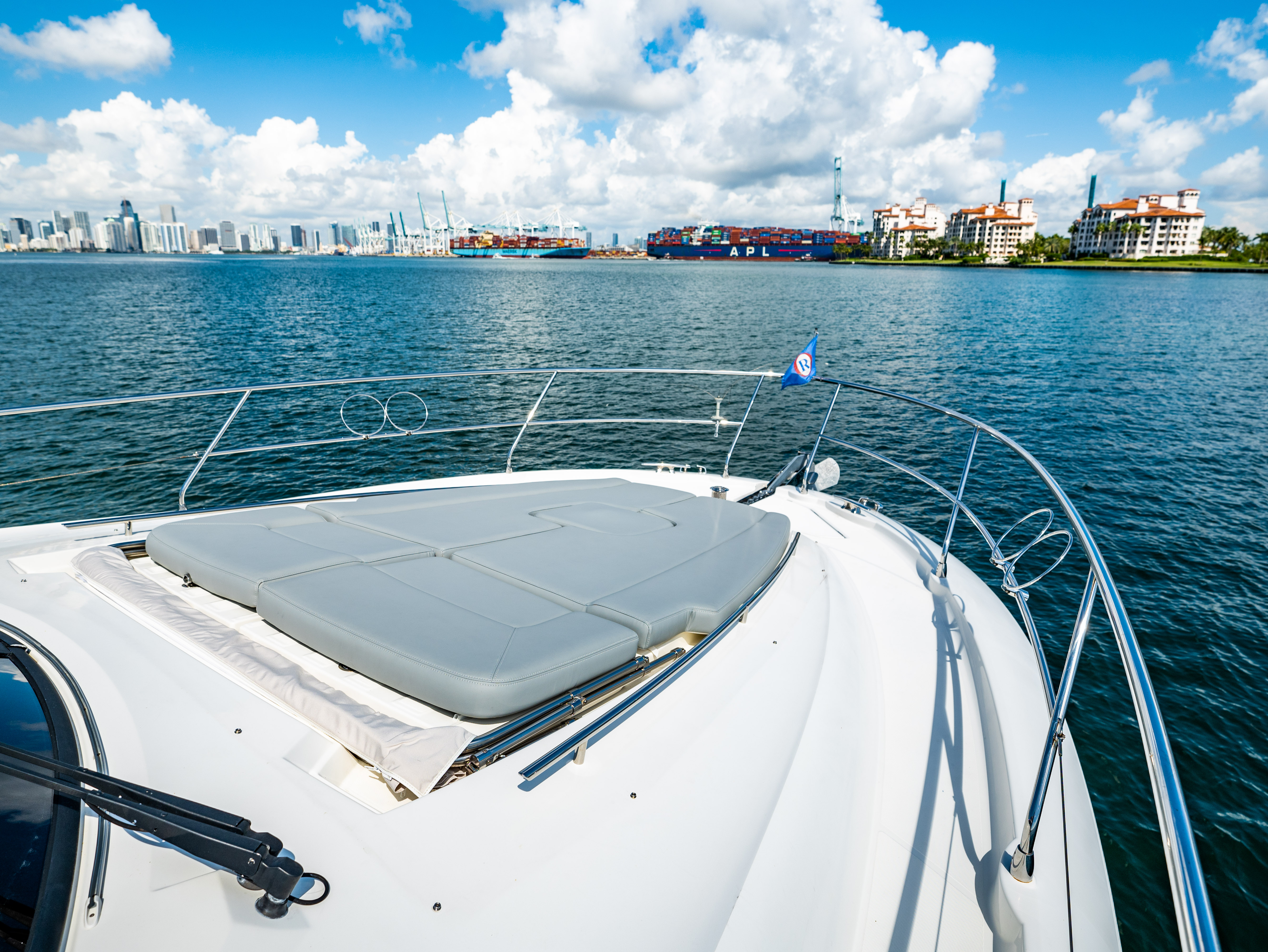 52ft Prestige (2017) - Bimini yacht rental Miami - elegant interior salon for corporate events and private gatherings