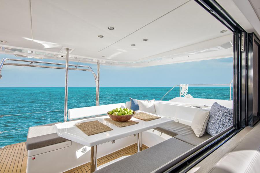 43ft Leopard Power Cat (2017) yacht rental Miami - flybridge with panoramic views of Miami skyline