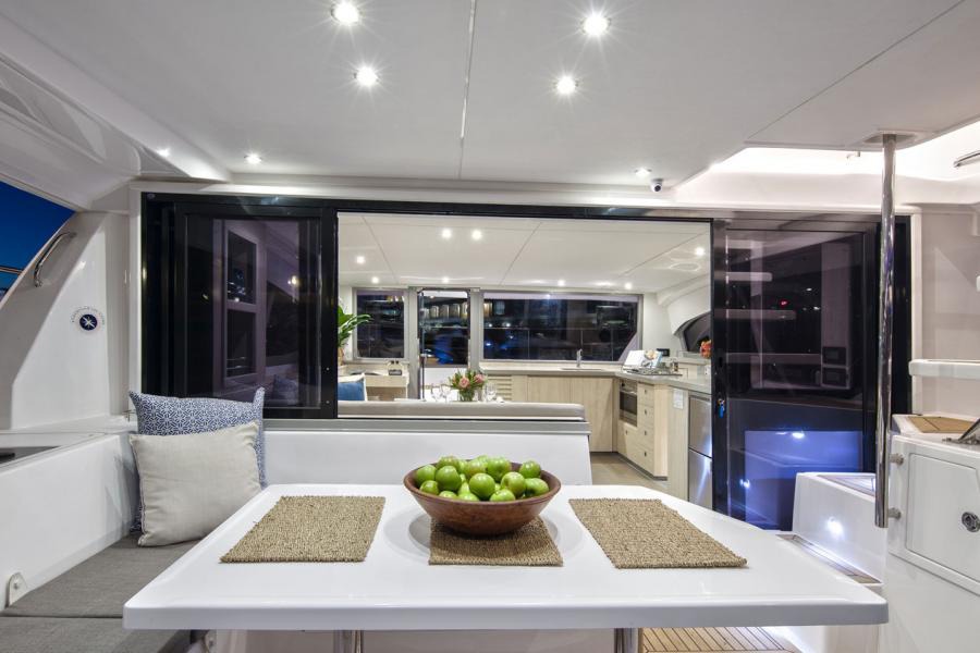 43ft Leopard Power Cat (2017) yacht rental Miami - flybridge with panoramic views of Miami skyline