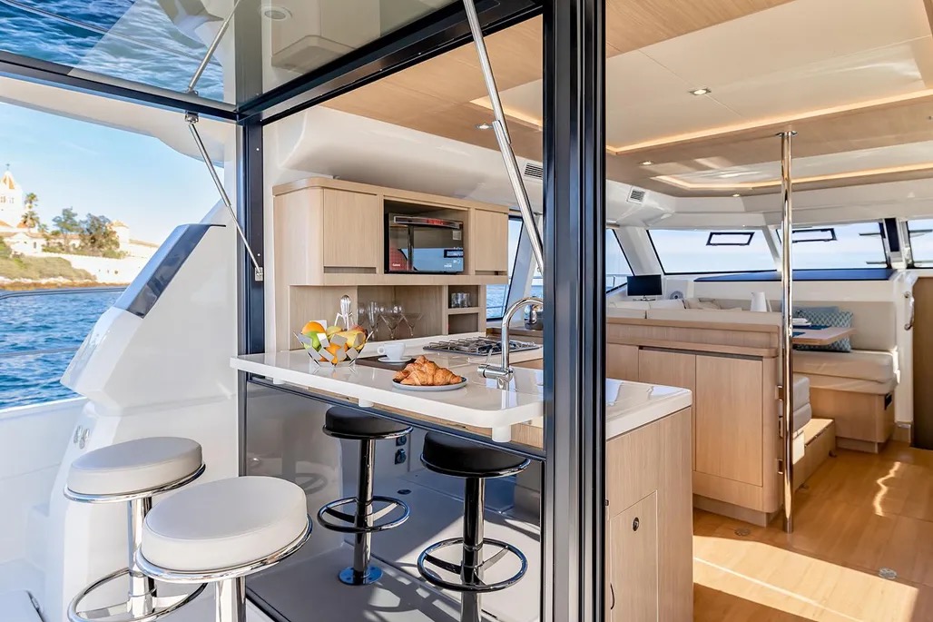 44ft Aquila Power Catamaran (2024) yacht rental Miami - comfortable lounge area for group celebrations