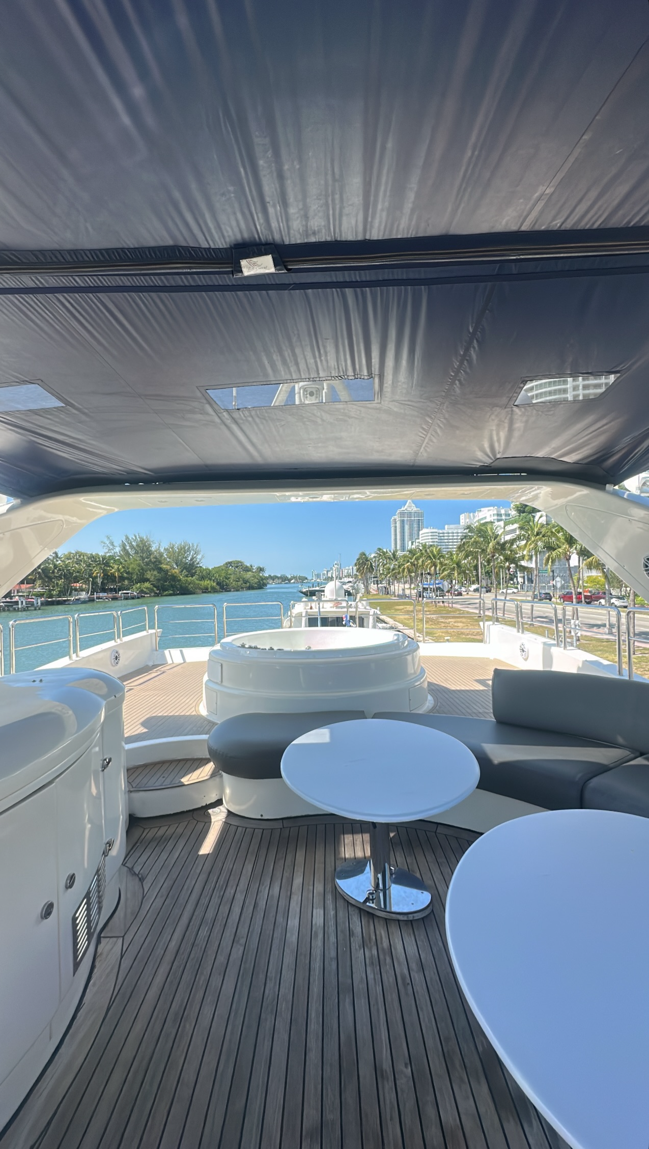 105ft Azimut yacht rental Miami - elegant interior salon for corporate events and private gatherings