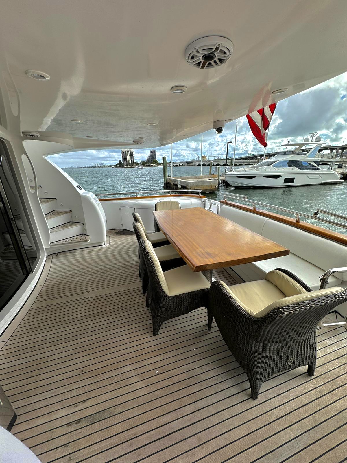 115ft Maiora yacht rental Miami - elegant interior salon for corporate events and private gatherings