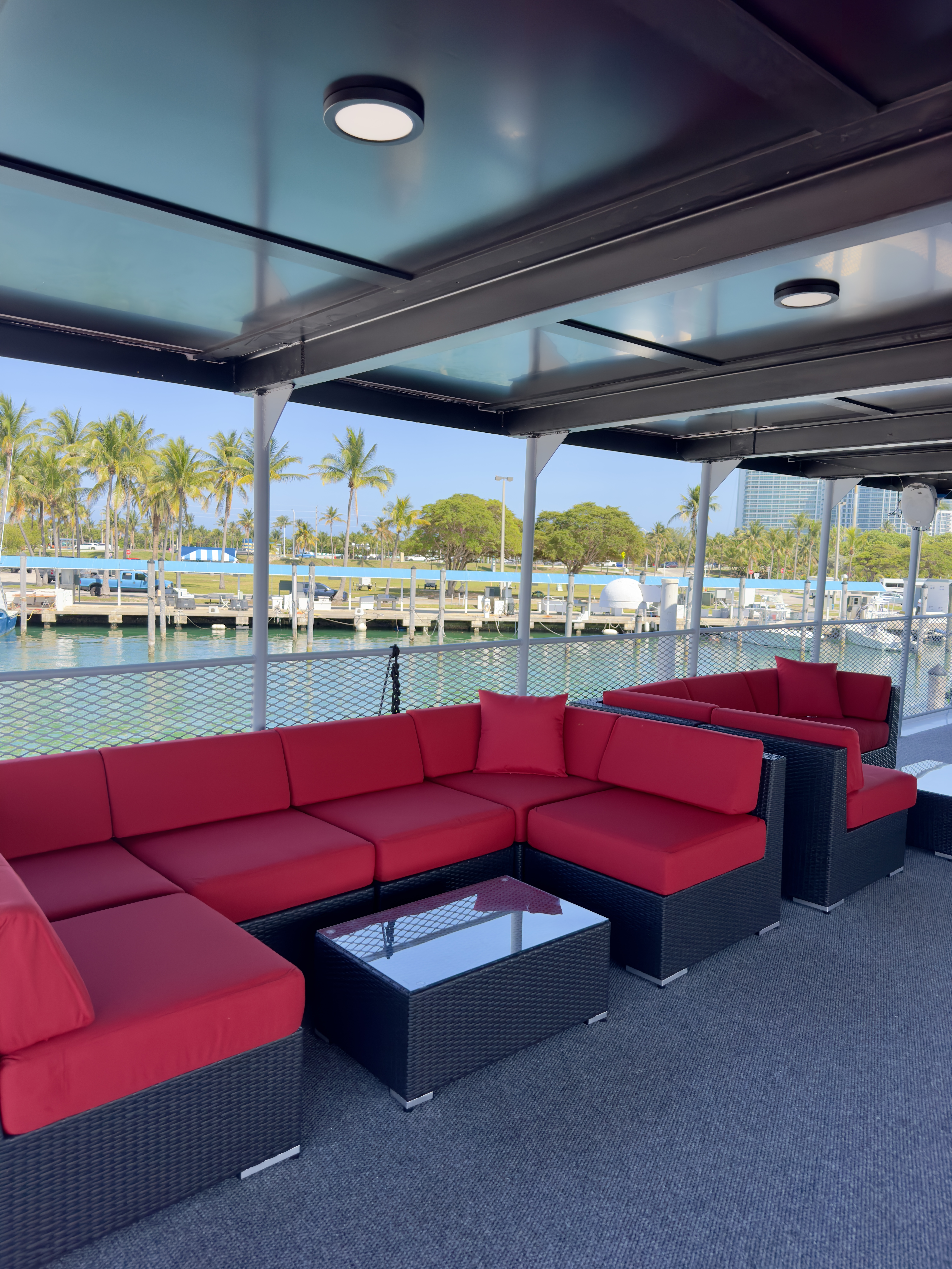115ft Upus yacht rental Miami - bow seating area perfect for sunbathing and relaxation