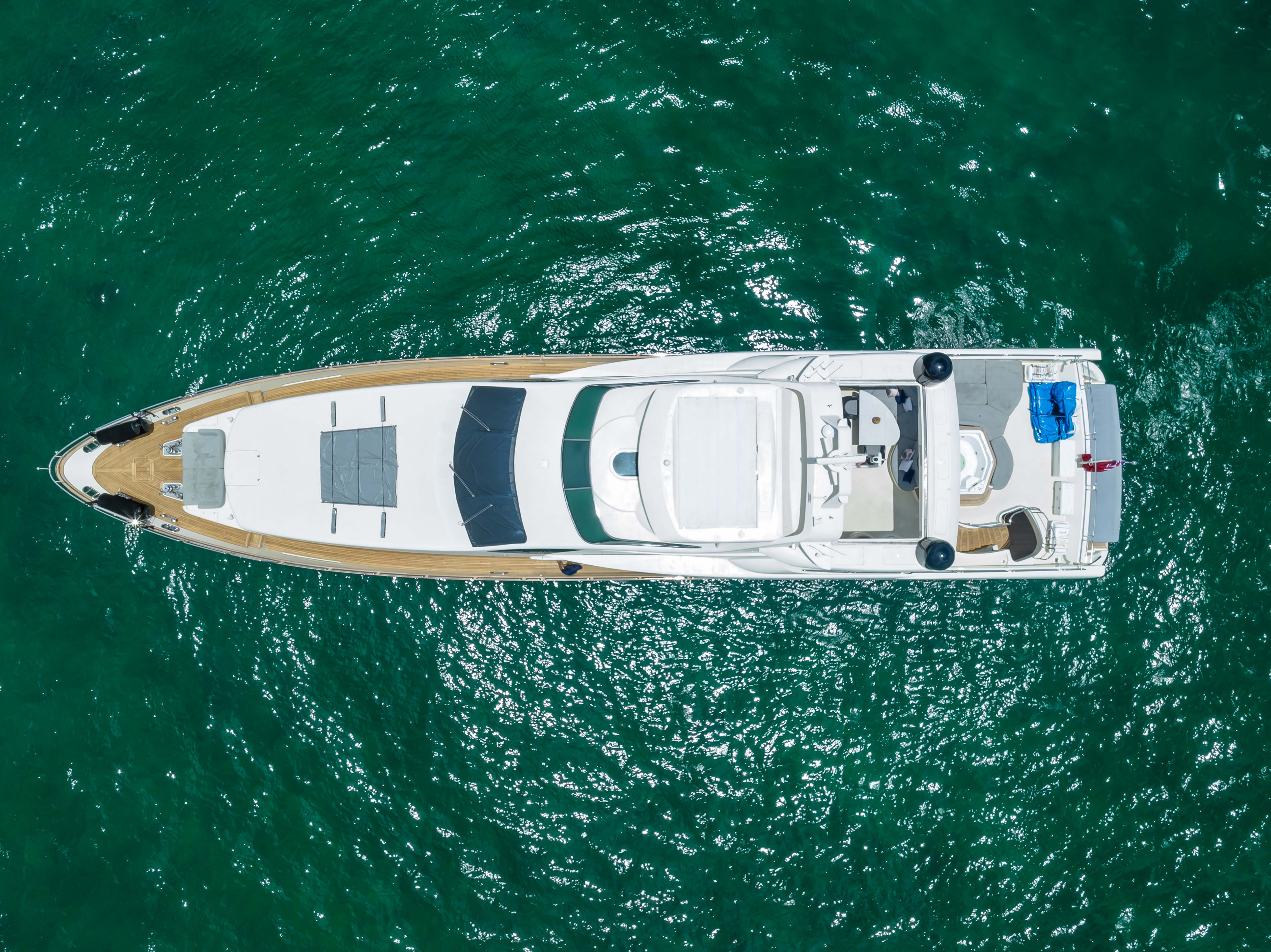 116ft Azimut yacht rental Miami - spacious deck area ideal for sunset cruises and bachelorette parties