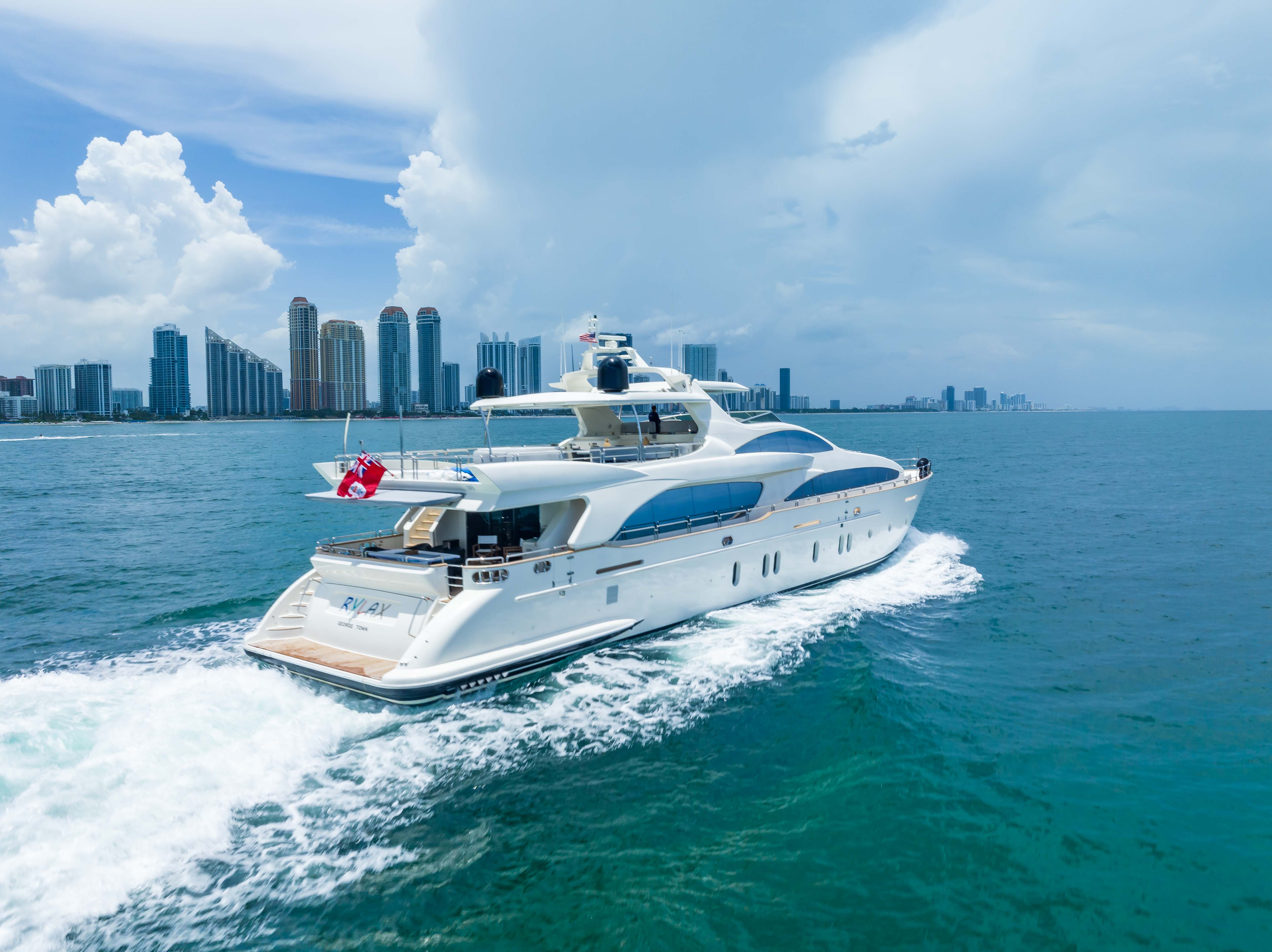 116ft Azimut yacht rental Miami - elegant interior salon for corporate events and private gatherings
