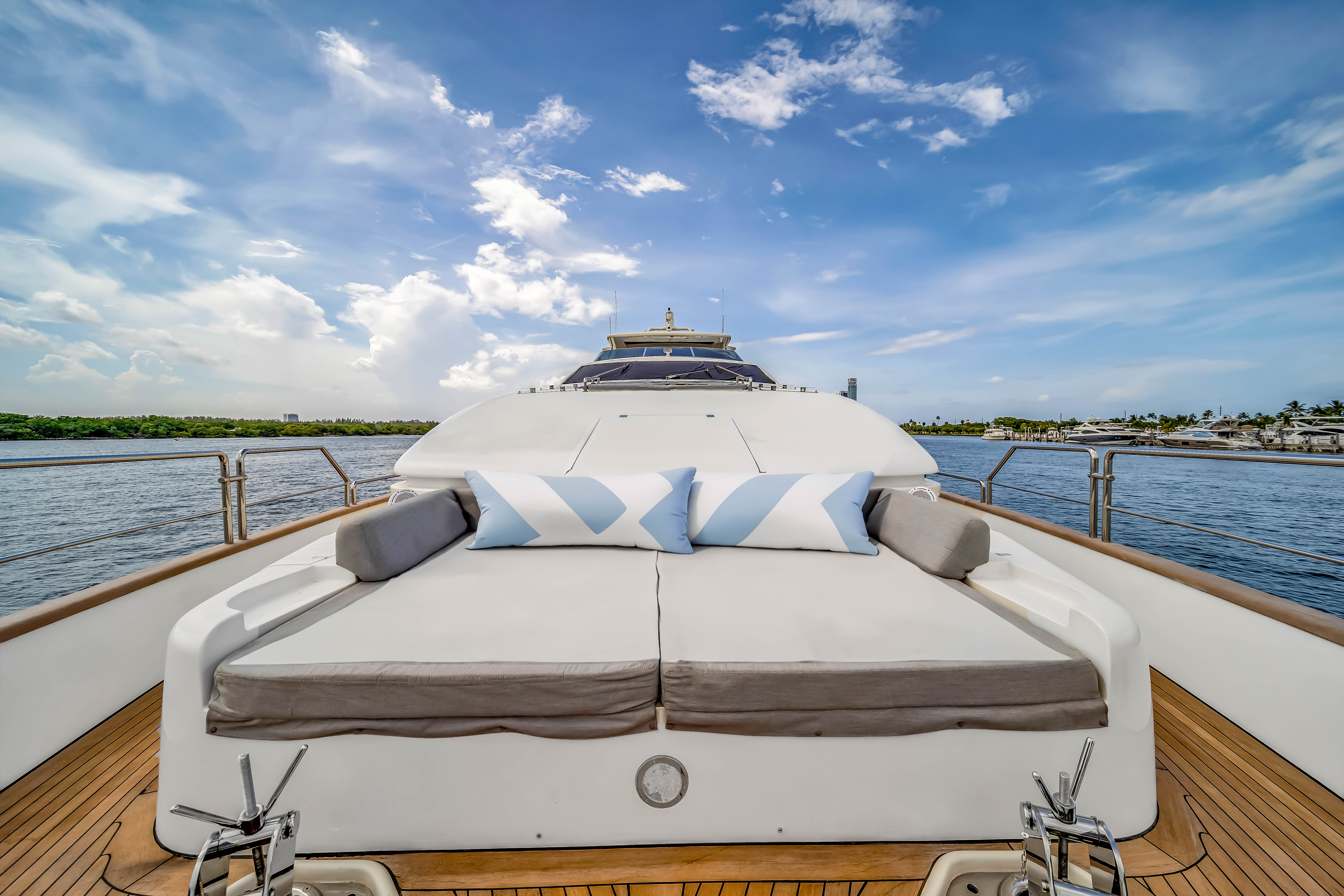 116ft Azimut yacht rental Miami - elegant interior salon for corporate events and private gatherings