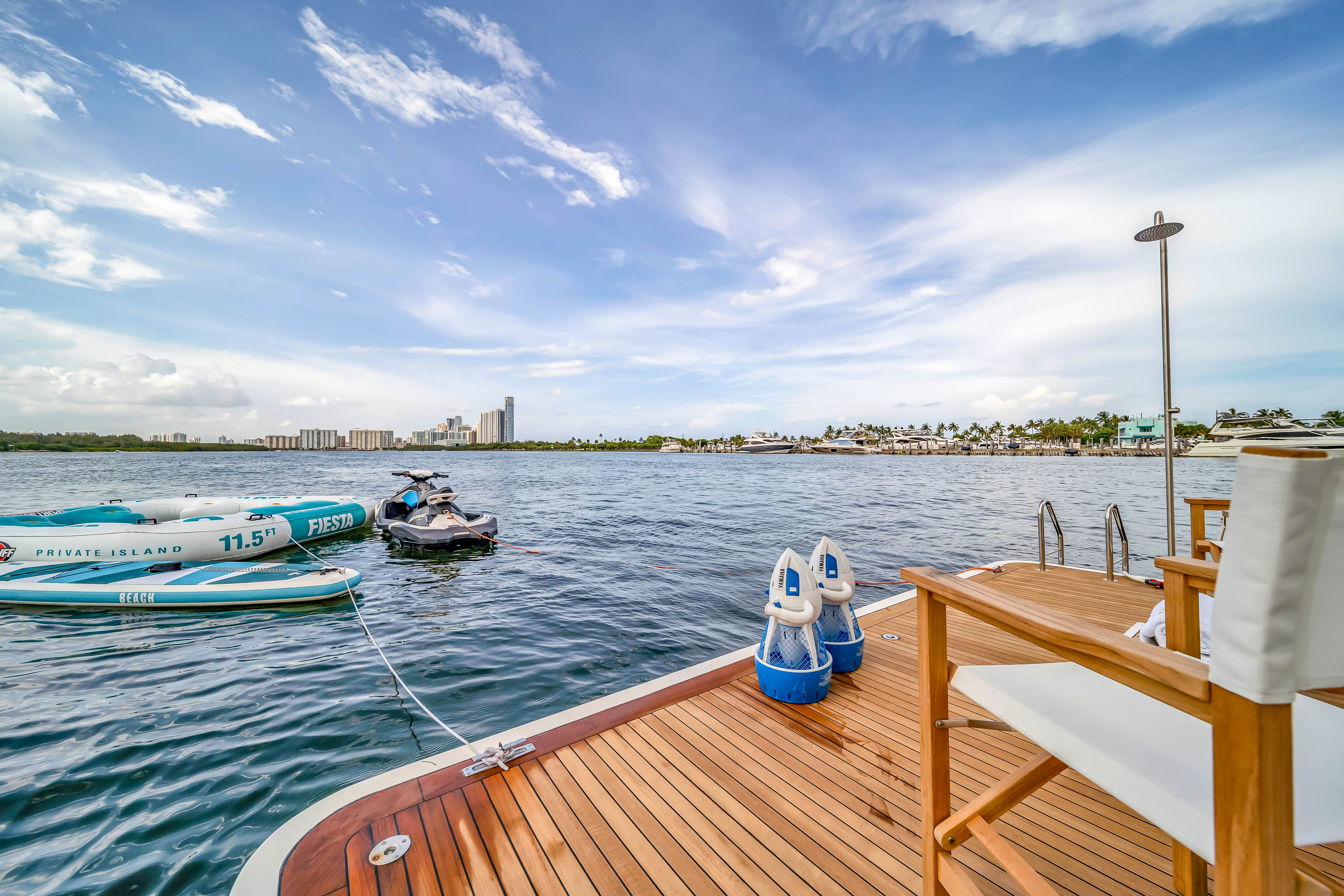 116ft Azimut yacht rental Miami - spacious deck area ideal for sunset cruises and bachelorette parties