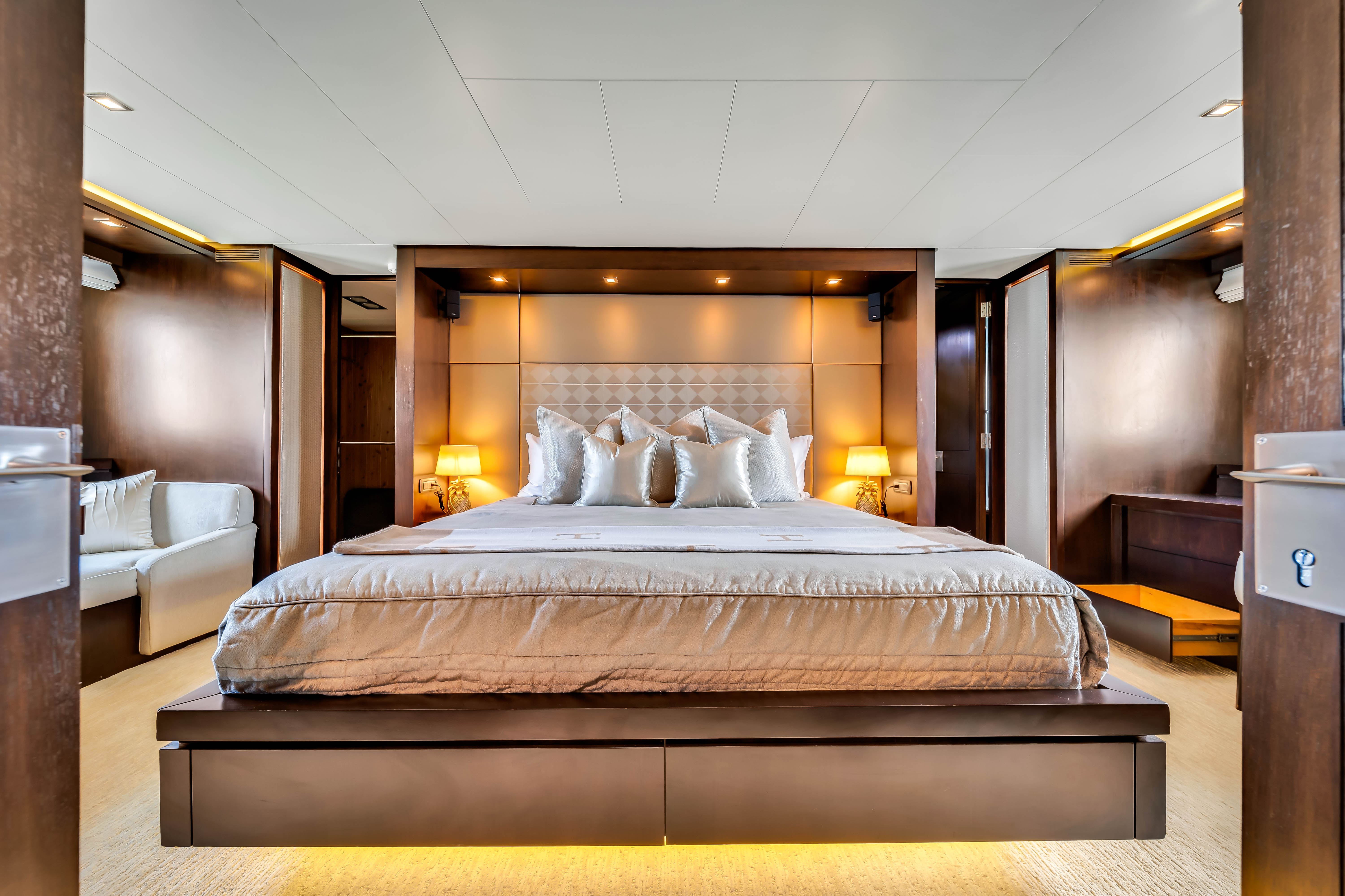 116ft Azimut yacht rental Miami - bow seating area perfect for sunbathing and relaxation