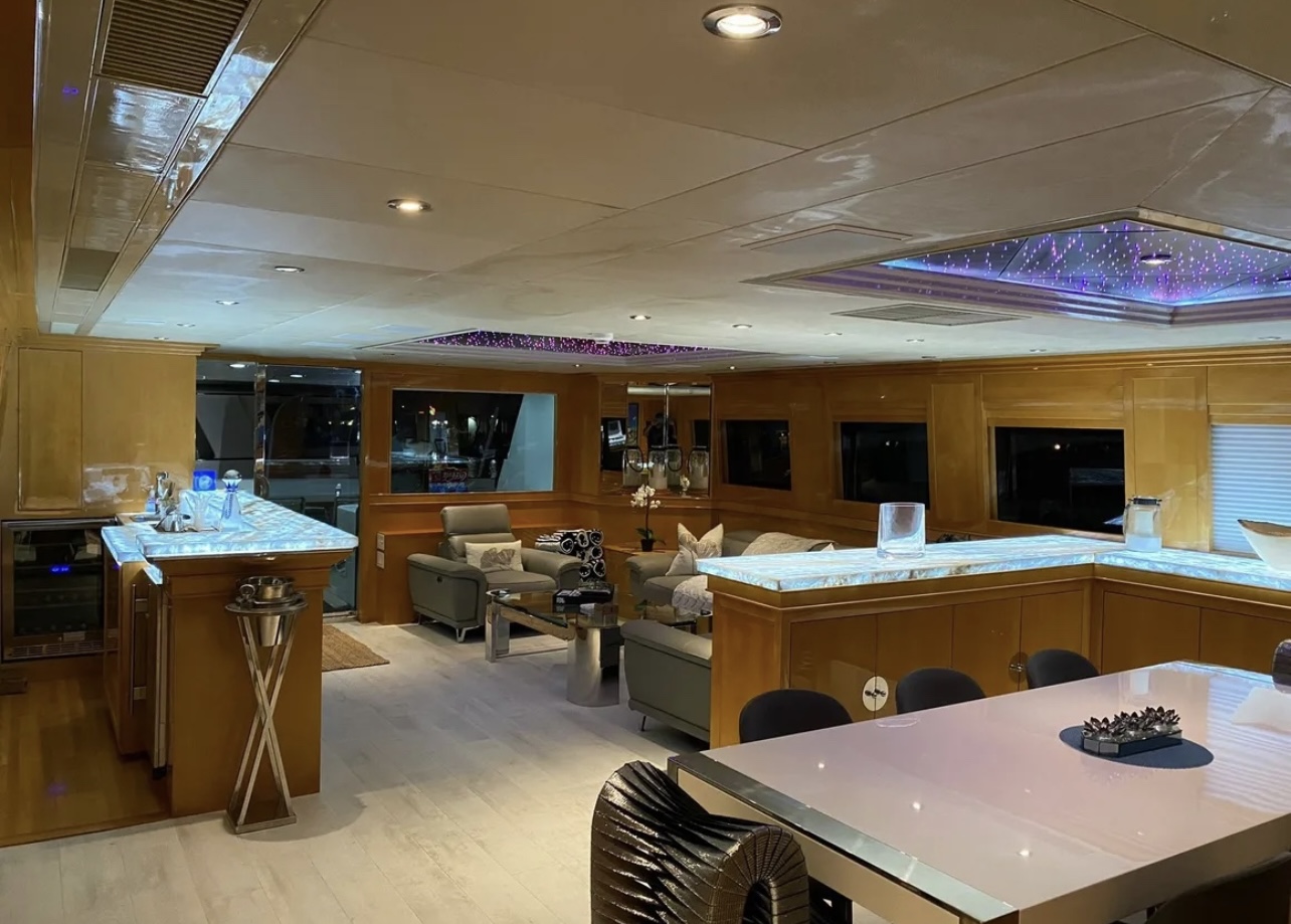120ft Baglietto yacht rental Miami - premium amenities and entertainment system