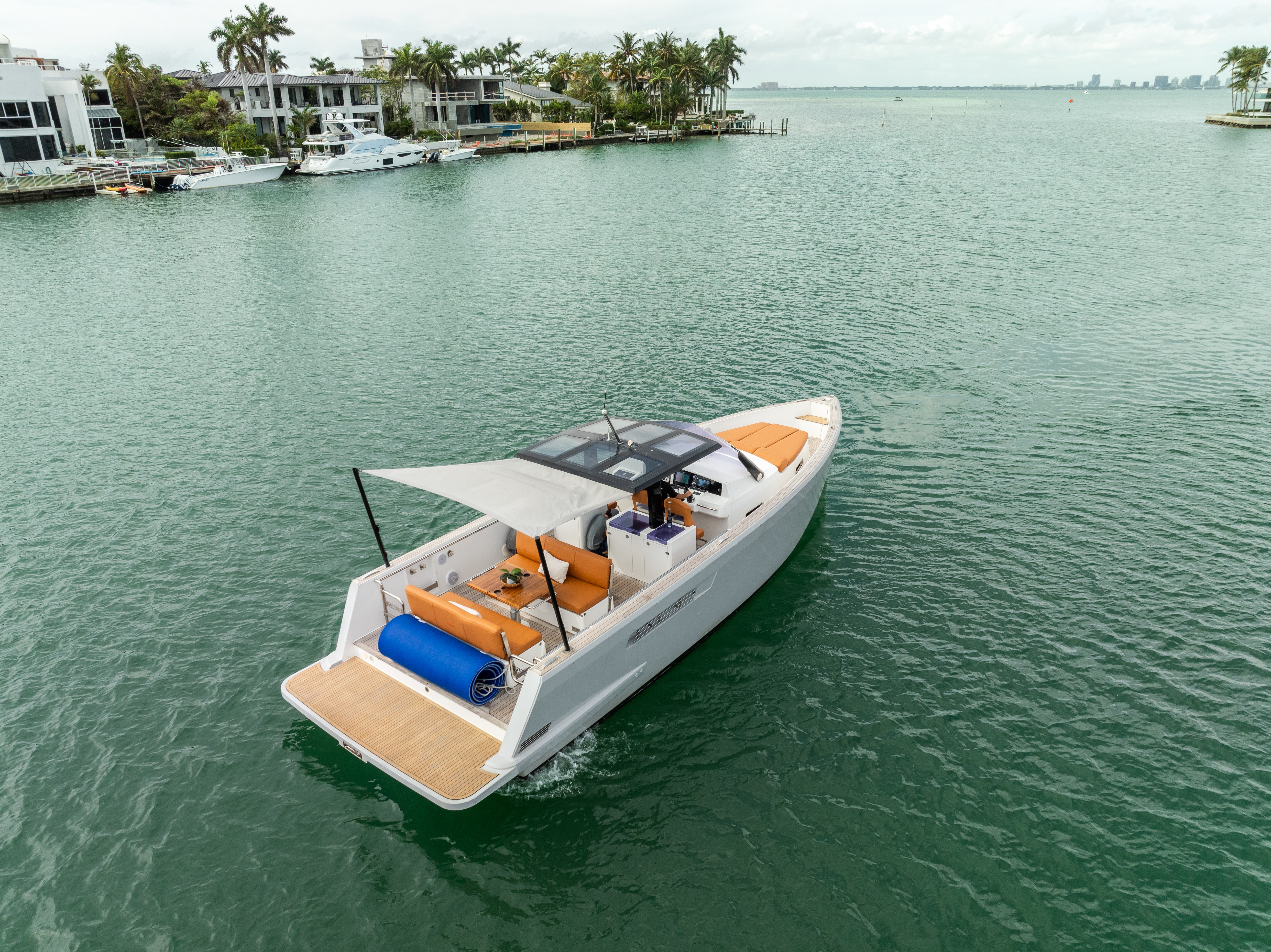 40ft Fjord yacht rental Miami - spacious deck area ideal for sunset cruises and bachelorette parties