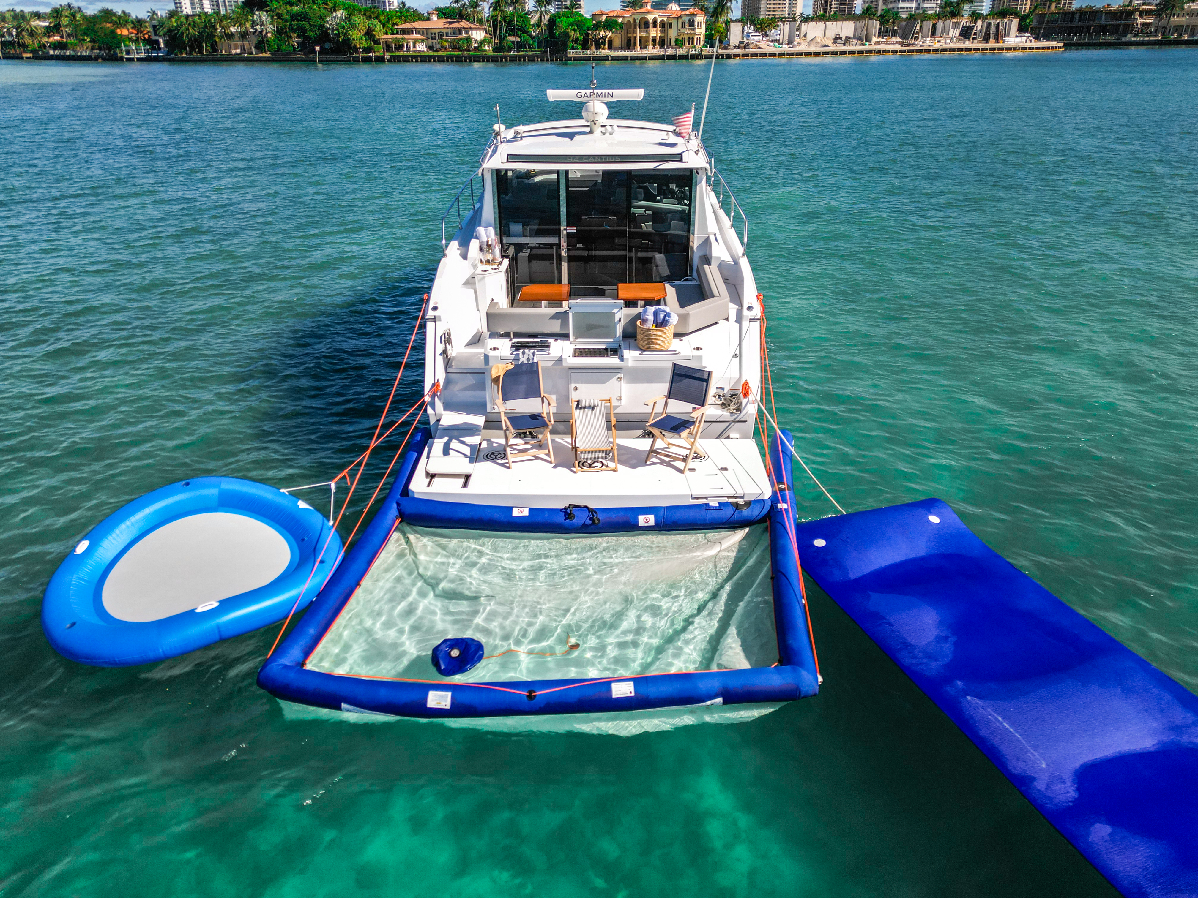 45ft Cantius - Bimini yacht rental Miami - spacious deck area ideal for sunset cruises and bachelorette parties