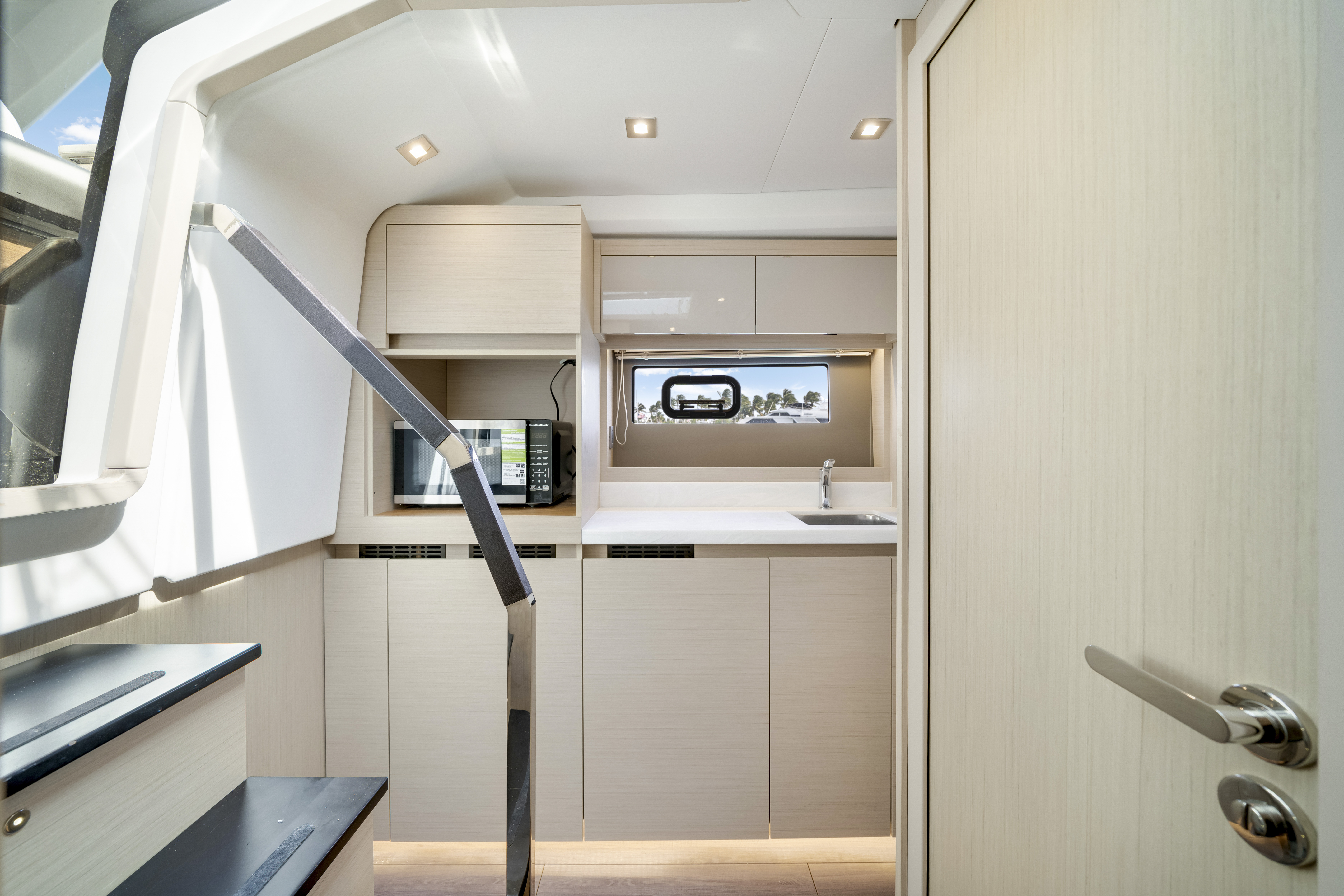 45ft Jeanneau (2024) yacht rental Miami - elegant interior salon for corporate events and private gatherings