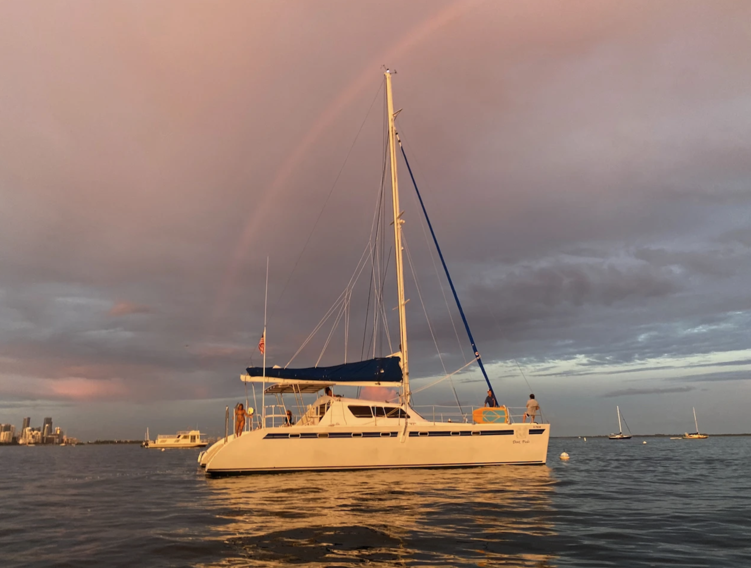 48ft Sailing Cat luxury yacht charter Miami - exterior view perfect for parties and celebrations