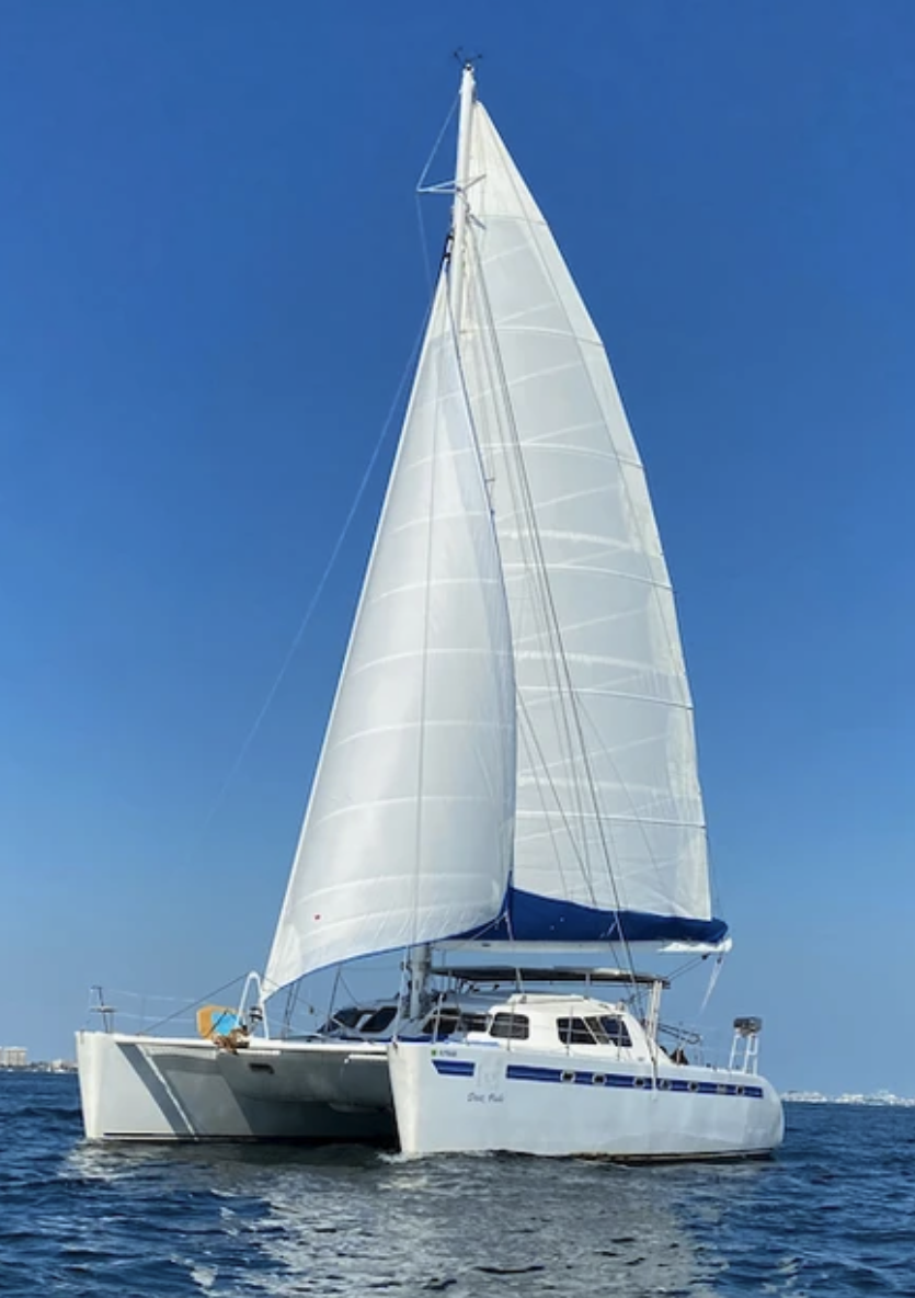 48ft Sailing Cat yacht rental Miami - spacious deck area ideal for sunset cruises and bachelorette parties