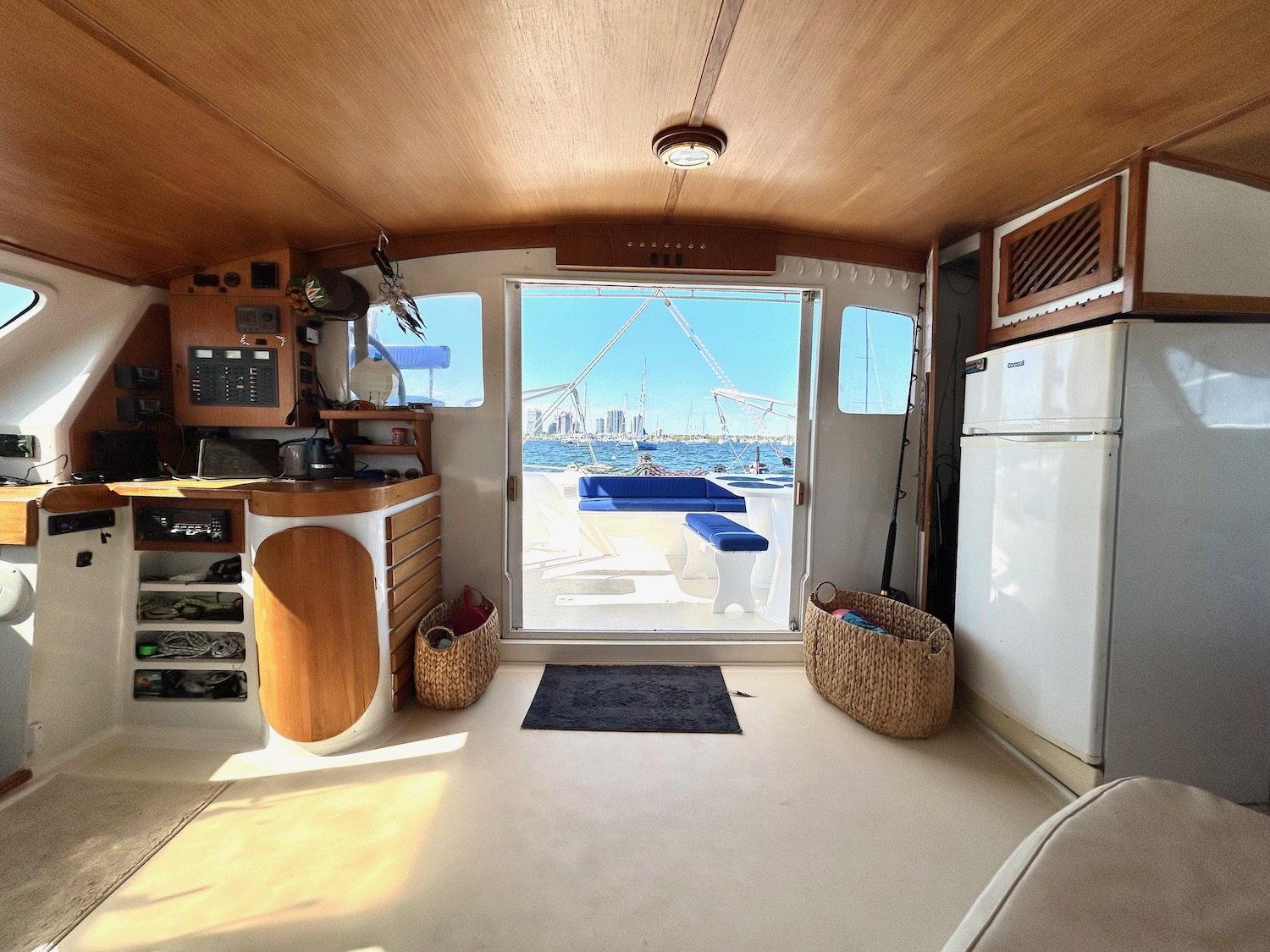 48ft Sailing Cat yacht rental Miami - navigation bridge and helm station