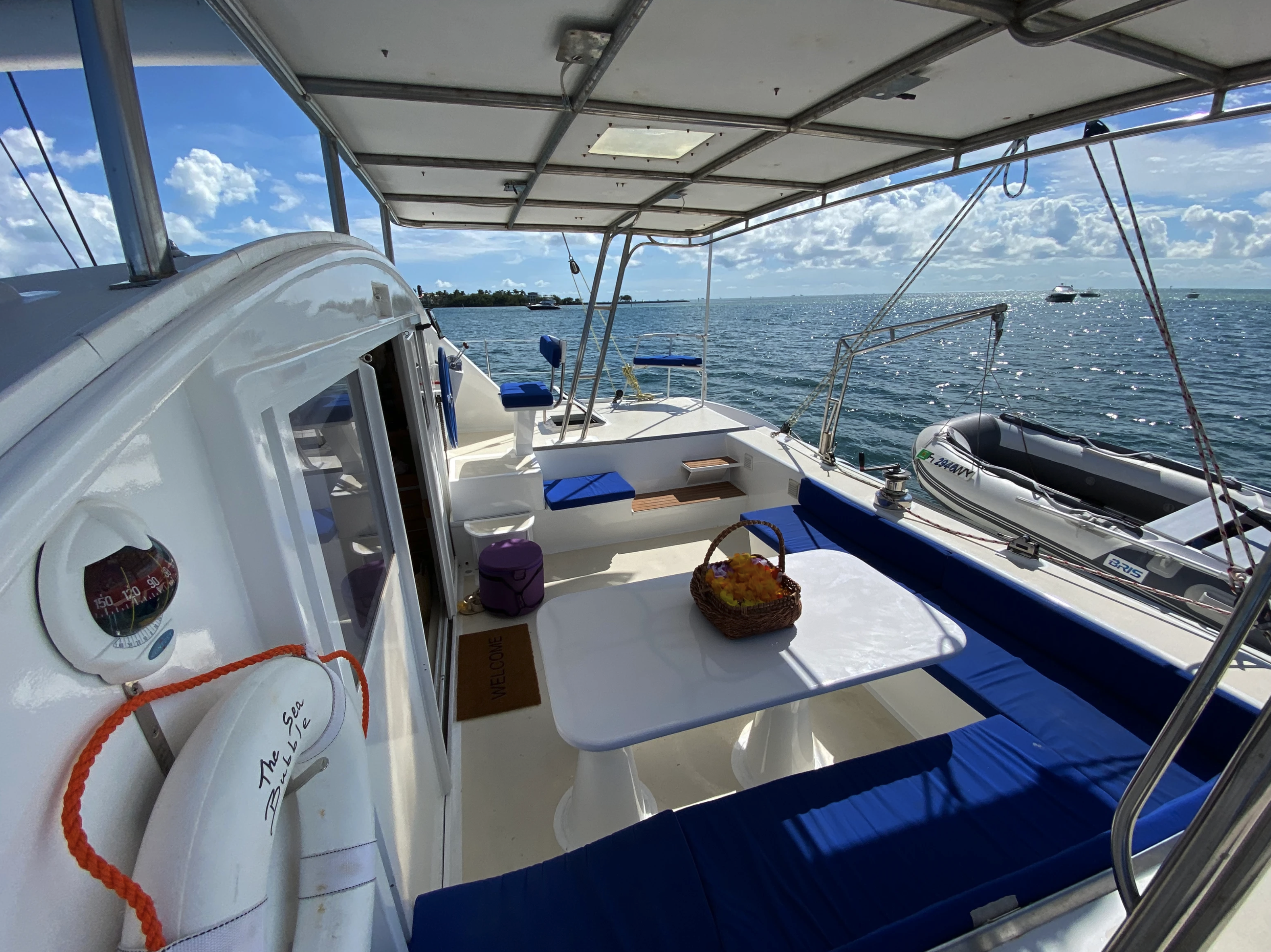 48ft Sailing Cat yacht rental Miami - stern swim platform with water access for snorkeling