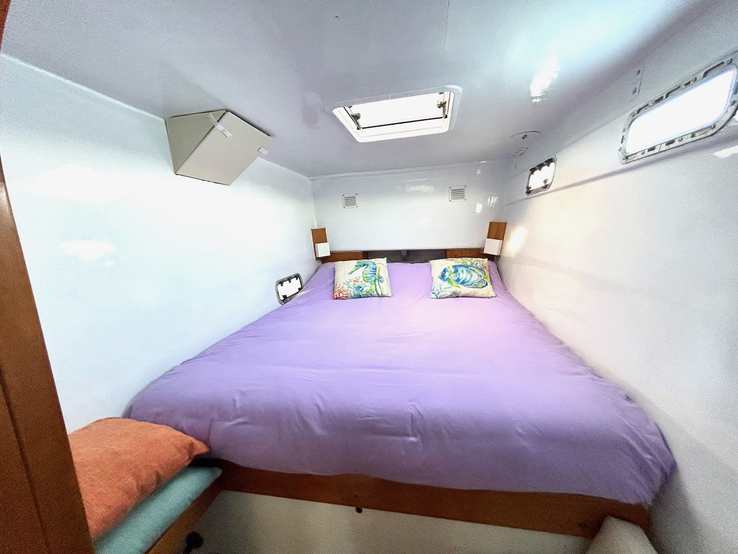 48ft Sailing Cat yacht rental Miami - elegant interior salon for corporate events and private gatherings