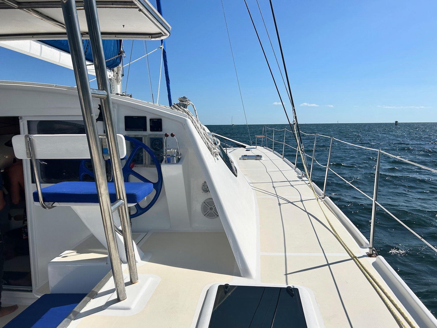 48ft Sailing Cat yacht rental Miami - elegant interior salon for corporate events and private gatherings
