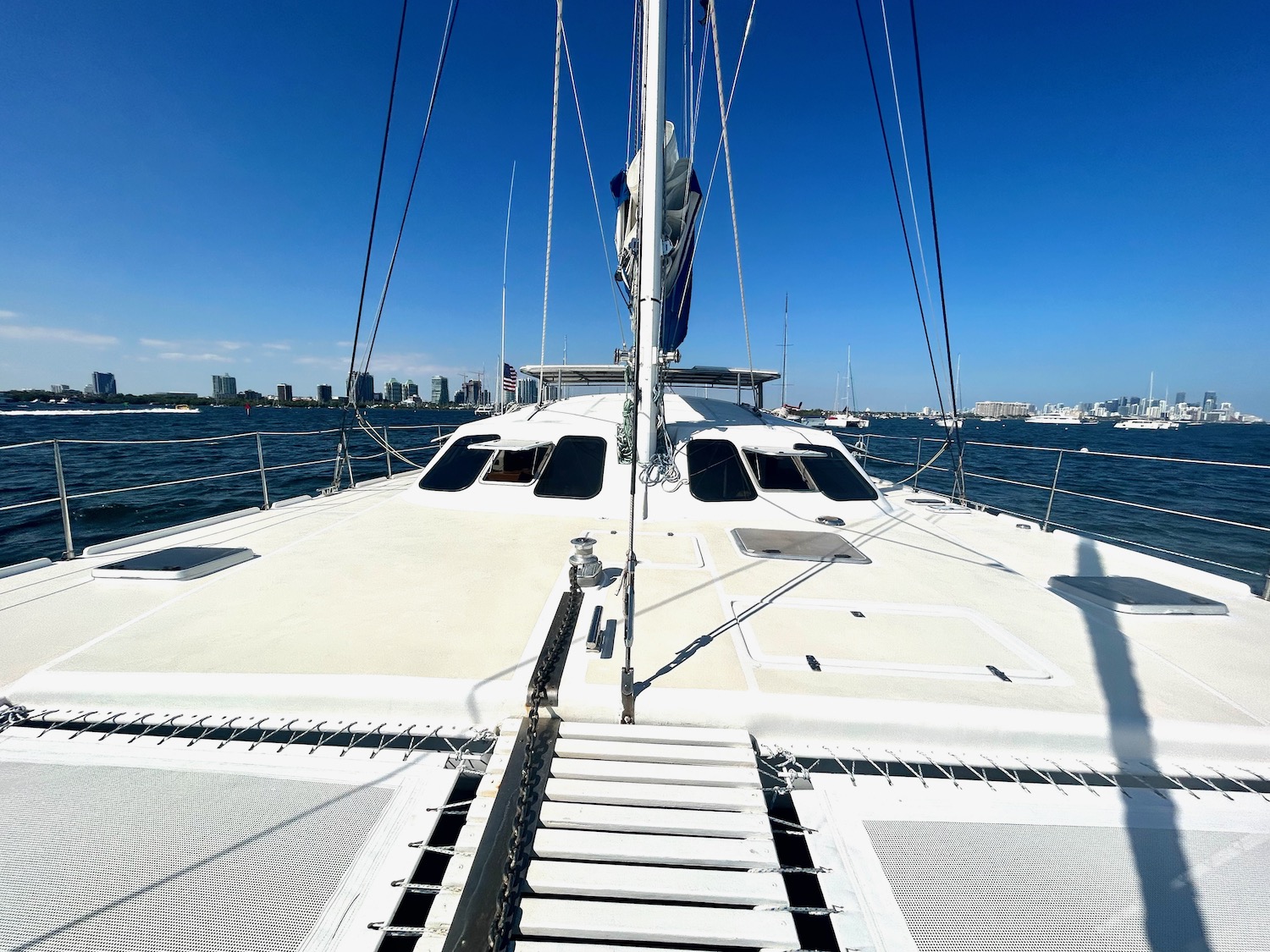 48ft Sailing Cat yacht rental Miami - stern swim platform with water access for snorkeling