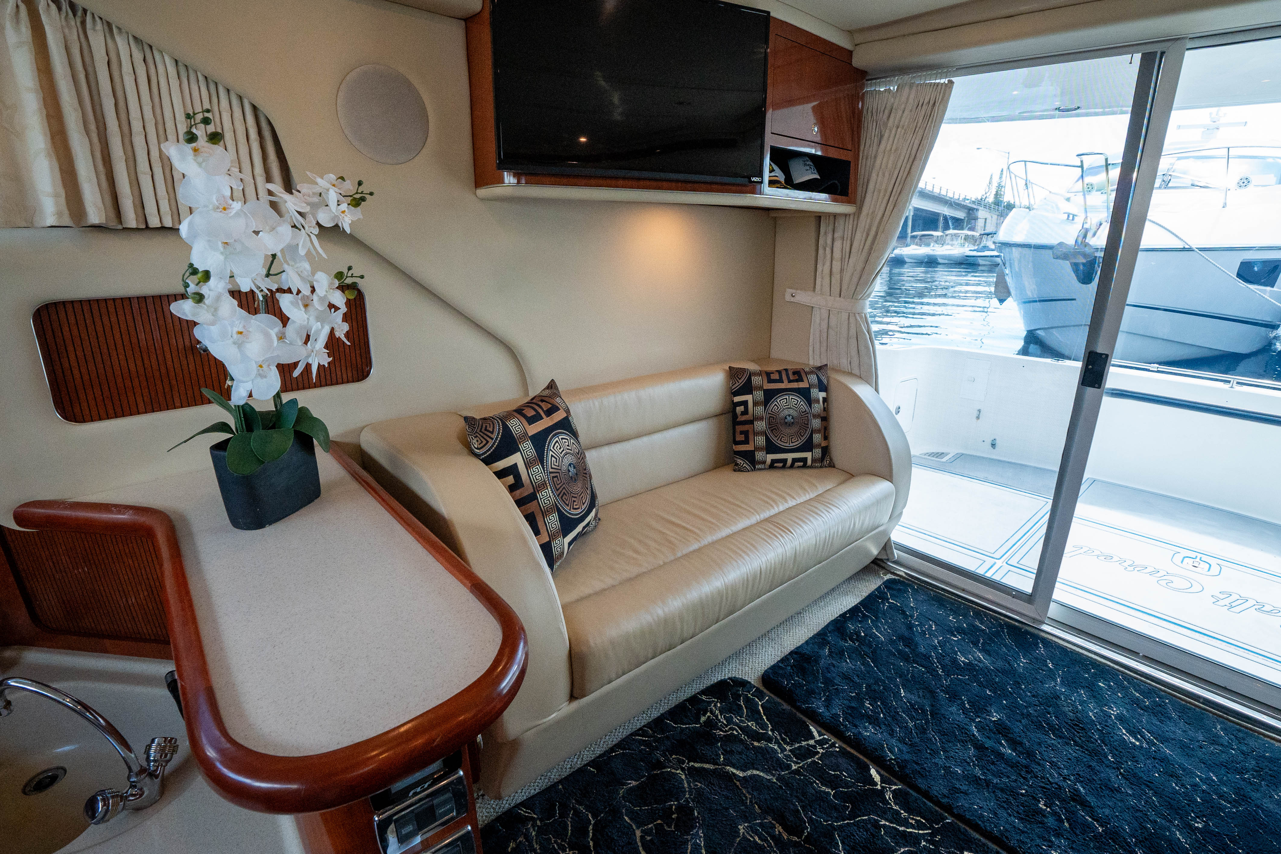 50ft Searay Fly yacht rental Miami - galley kitchen for catered yacht events