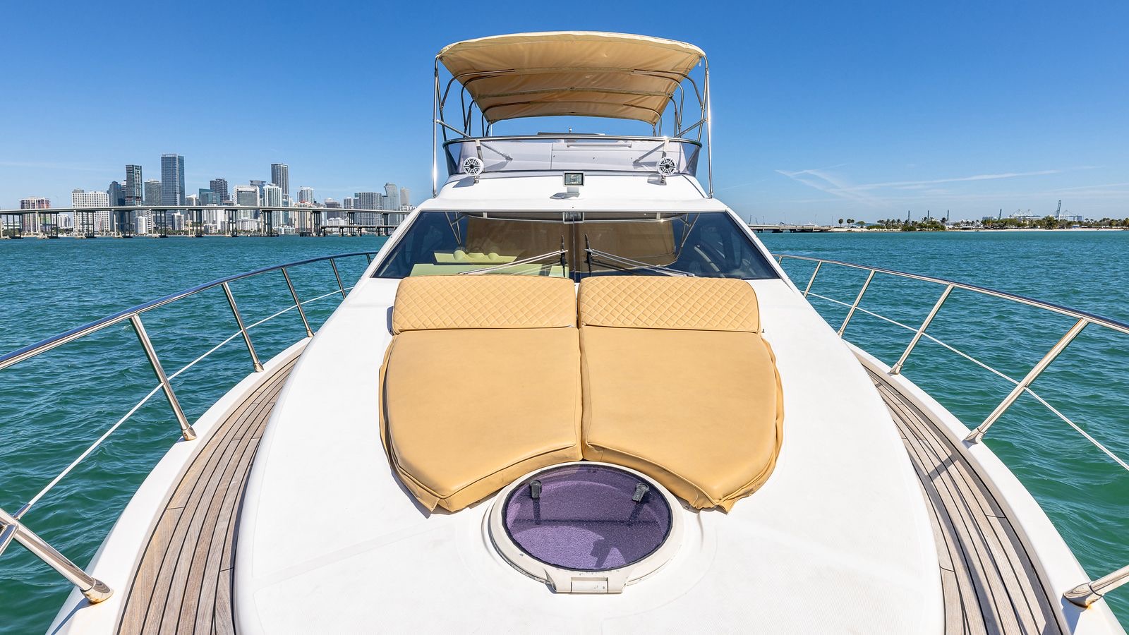 55ft Azimut F yacht rental Miami - spacious deck area ideal for sunset cruises and bachelorette parties