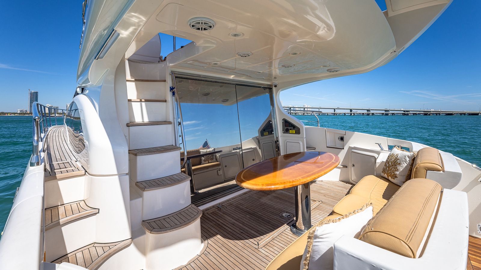 55ft Azimut F yacht rental Miami - elegant interior salon for corporate events and private gatherings