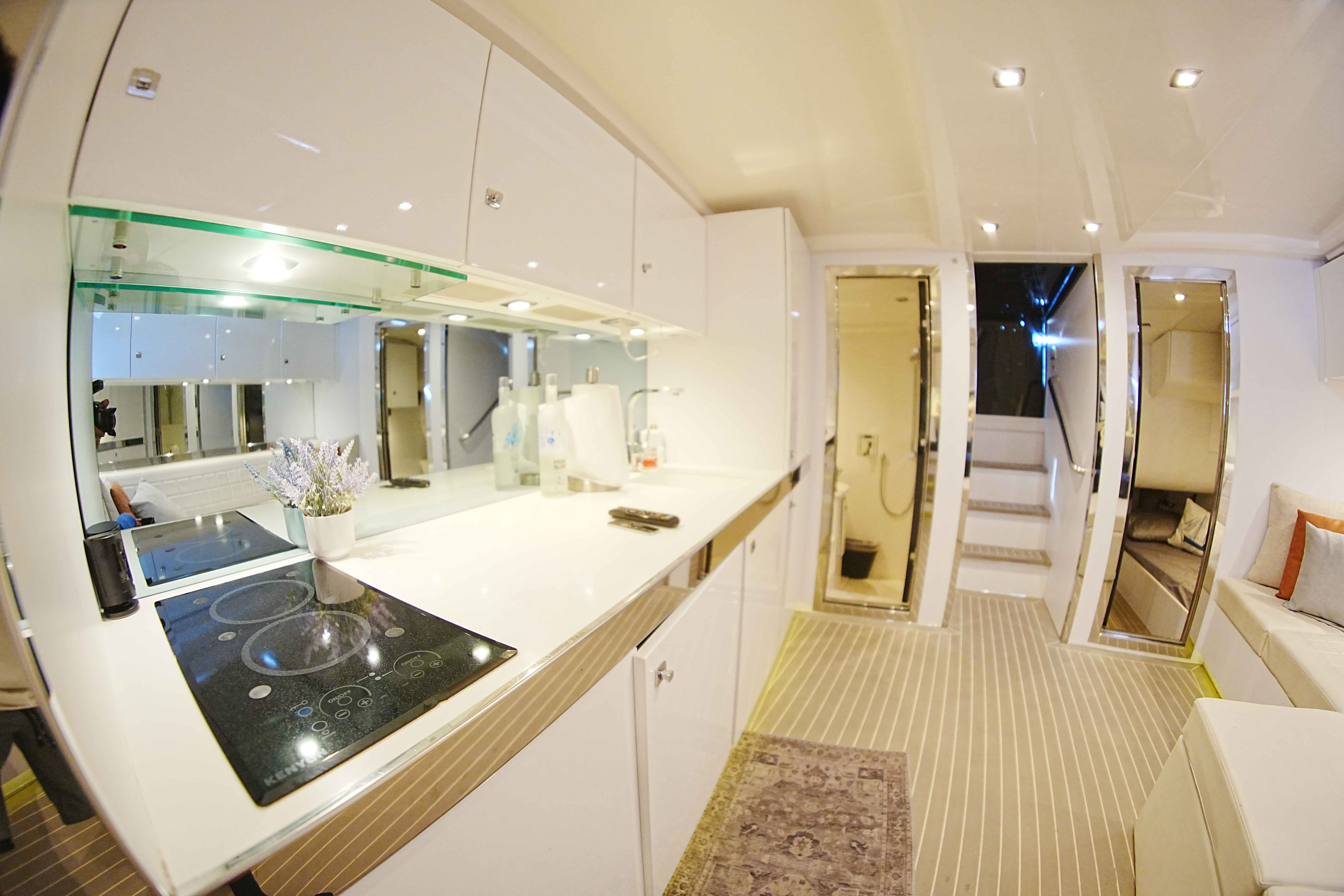 55ft Van Dutch yacht rental Miami - galley kitchen for catered yacht events