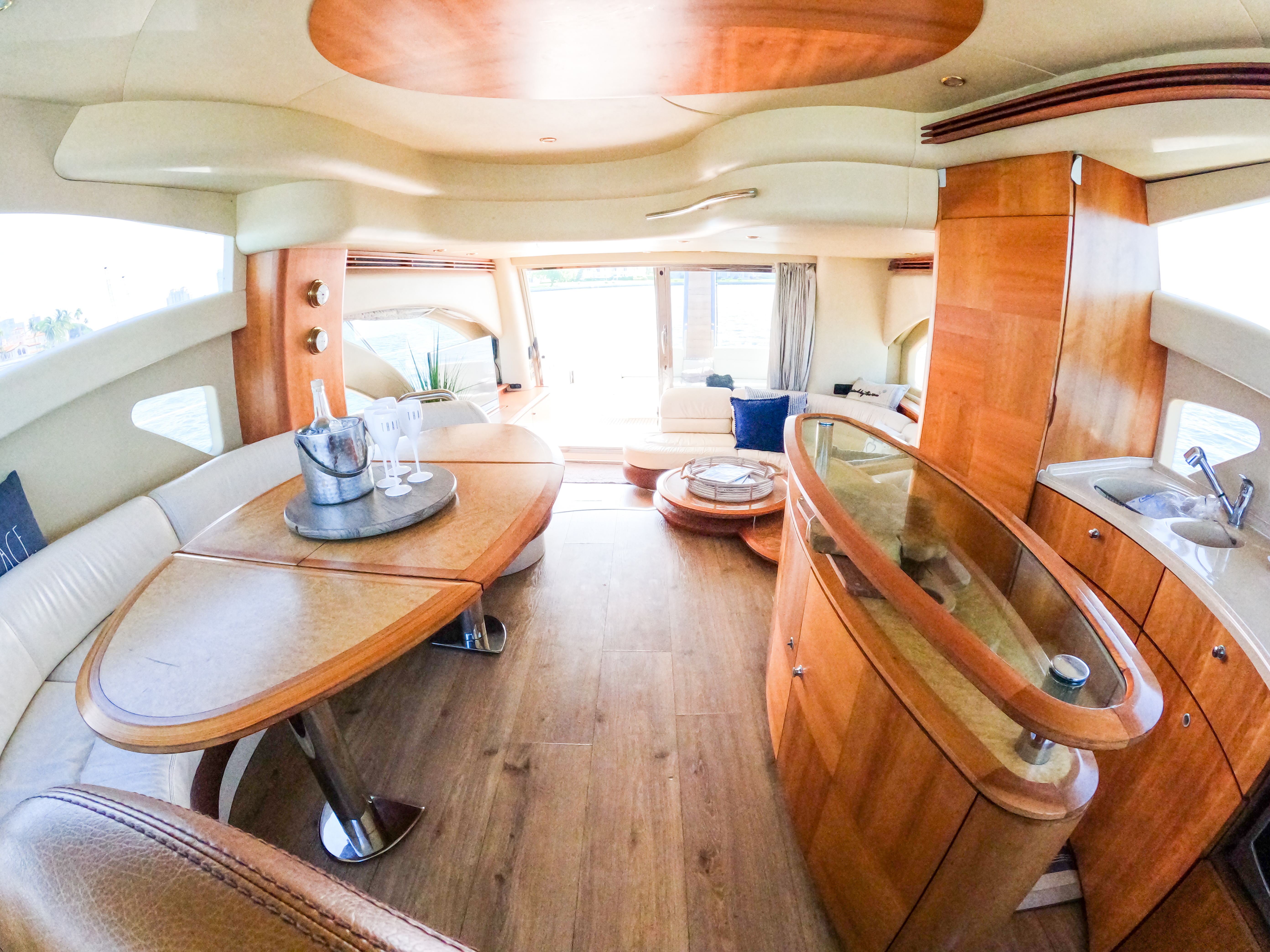 60ft Azimut Ross yacht rental Miami - comfortable lounge area for group celebrations