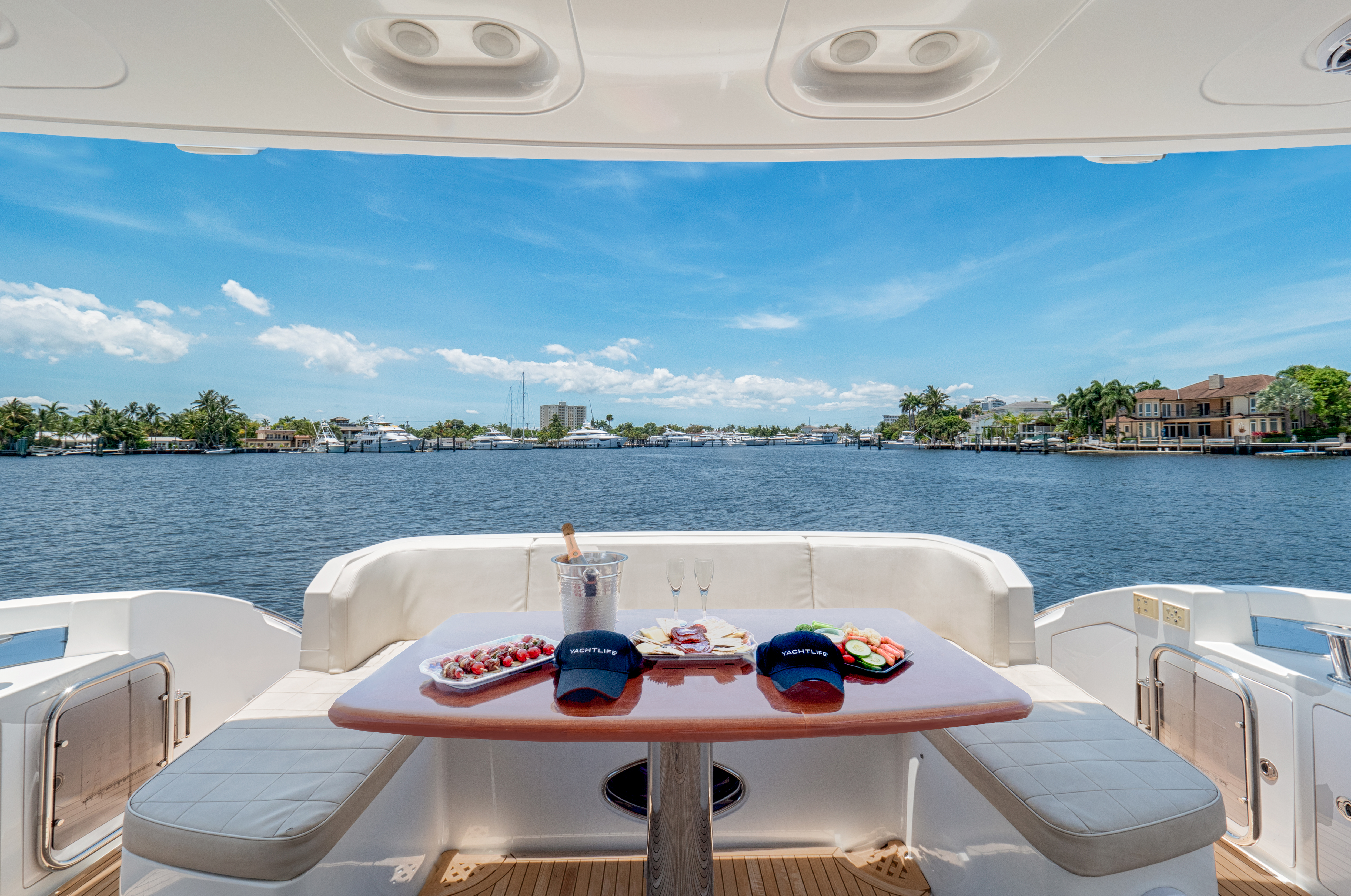 64ft Azimut - FLL yacht rental Miami - bow seating area perfect for sunbathing and relaxation