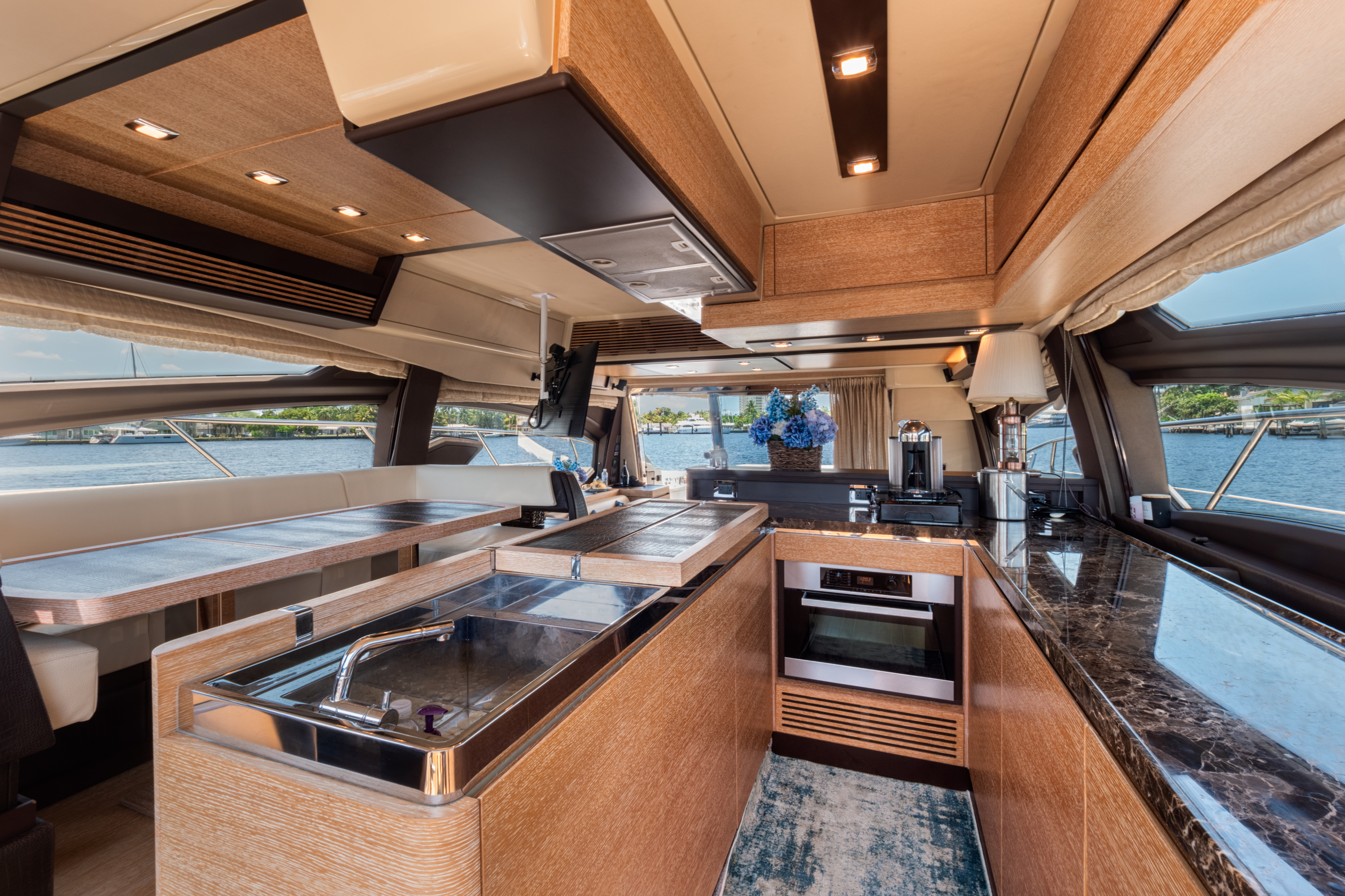 64ft Azimut - FLL yacht rental Miami - comfortable lounge area for group celebrations