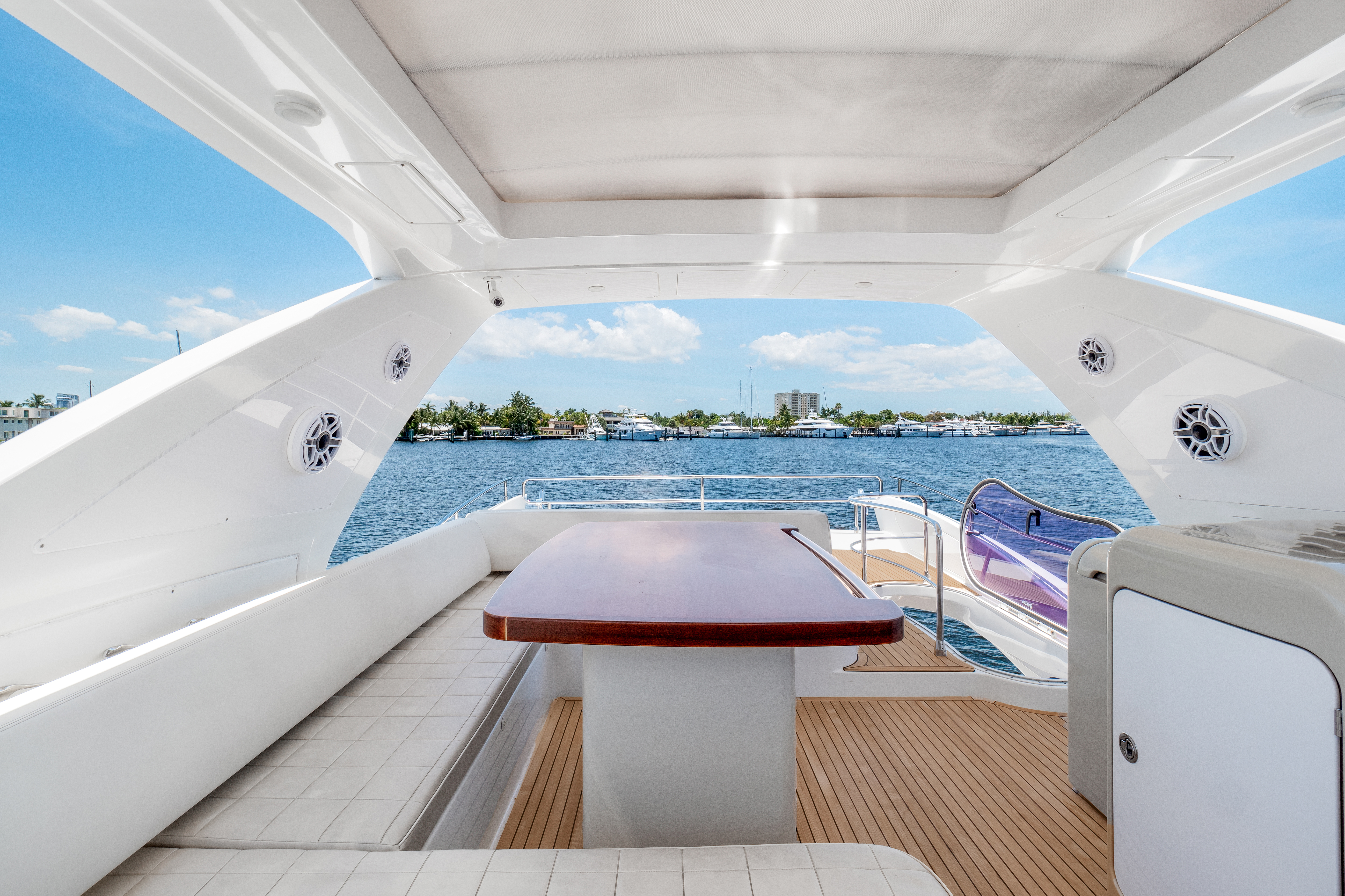 64ft Azimut - FLL yacht rental Miami - elegant interior salon for corporate events and private gatherings