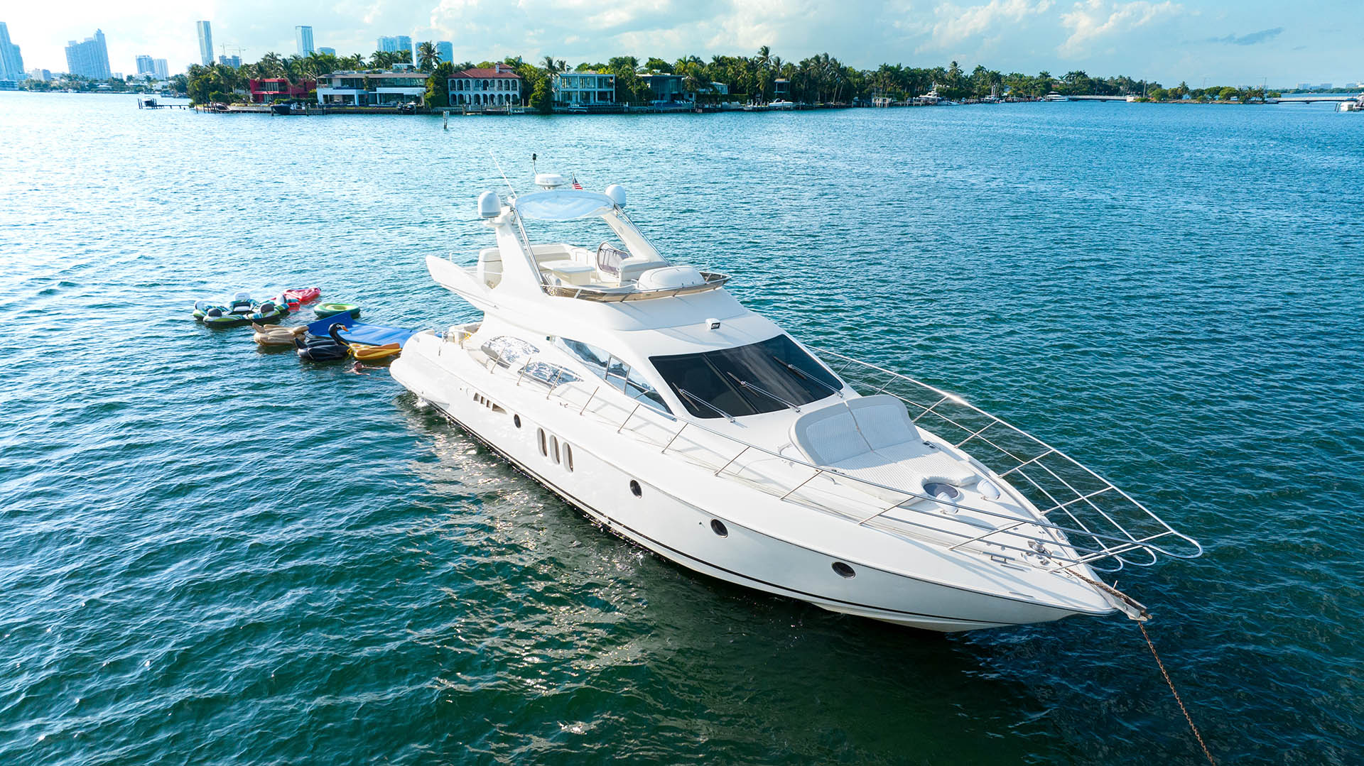 65ft Azimut U yacht rental Miami - spacious deck area ideal for sunset cruises and bachelorette parties
