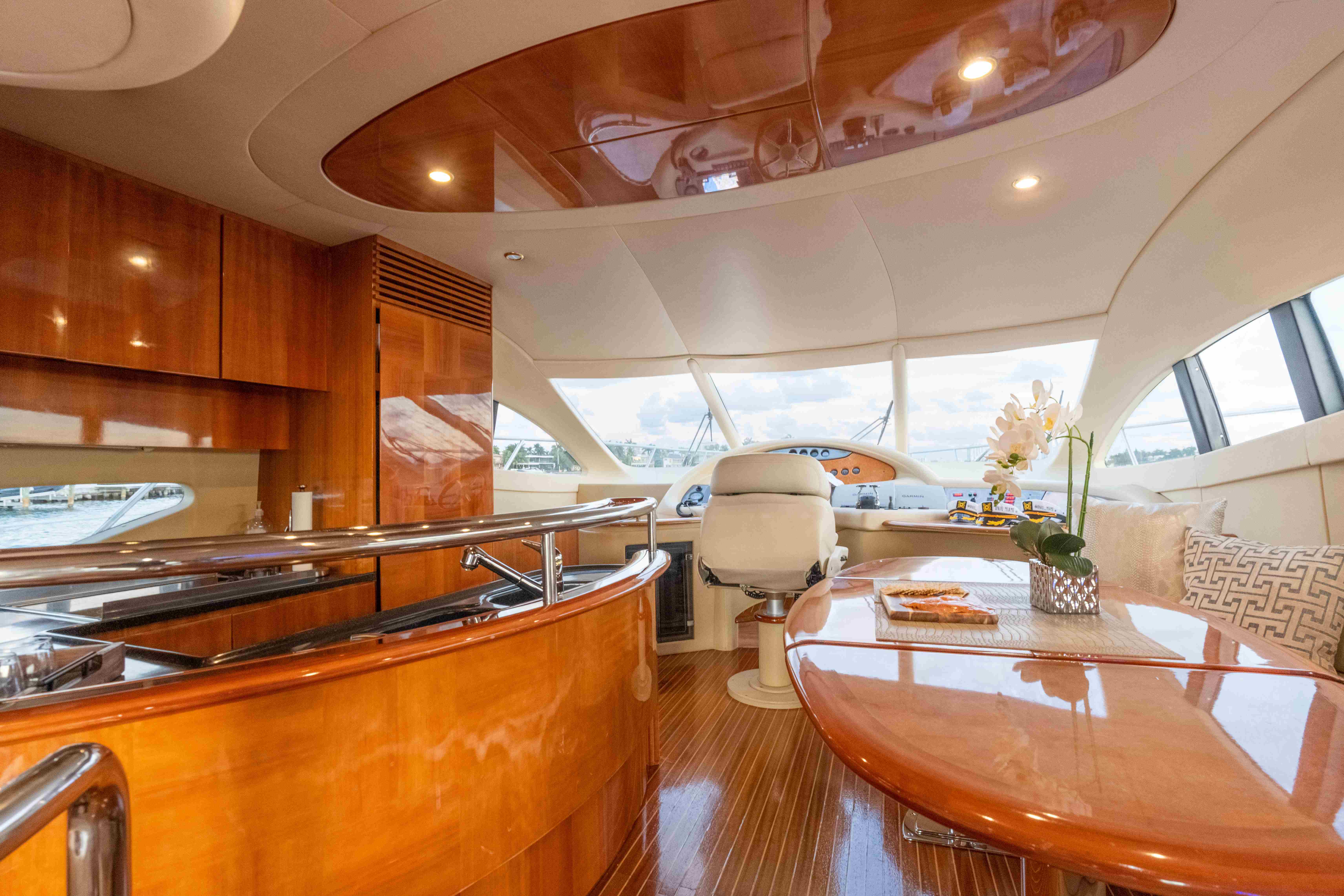65ft Azimut U yacht rental Miami - elegant interior salon for corporate events and private gatherings