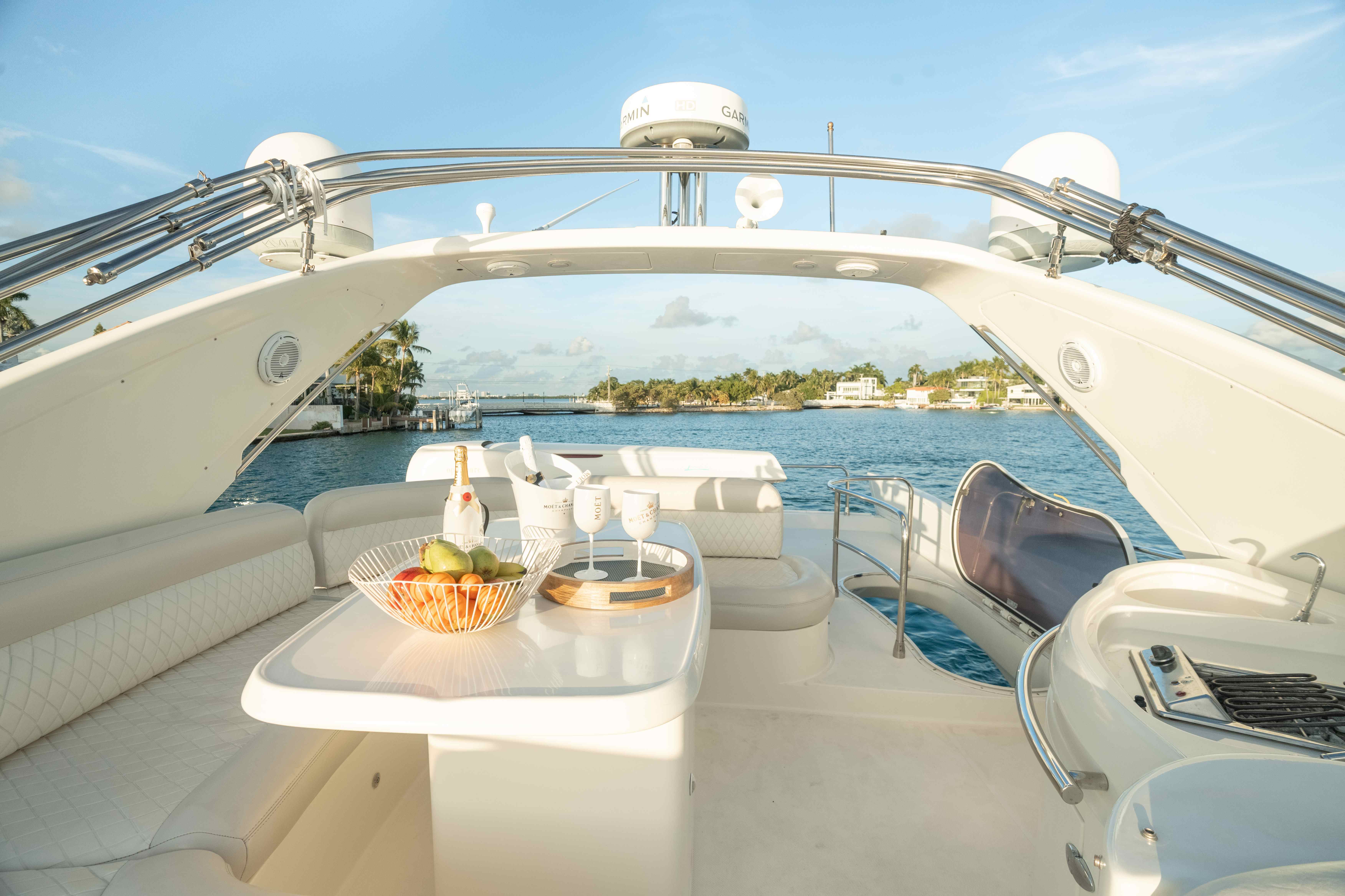 65ft Azimut U yacht rental Miami - bow seating area perfect for sunbathing and relaxation