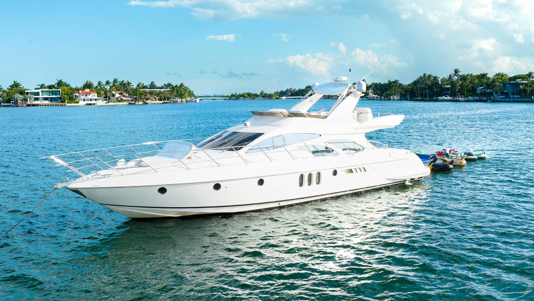 65ft Azimut U luxury yacht charter Miami - exterior view perfect for parties and celebrations