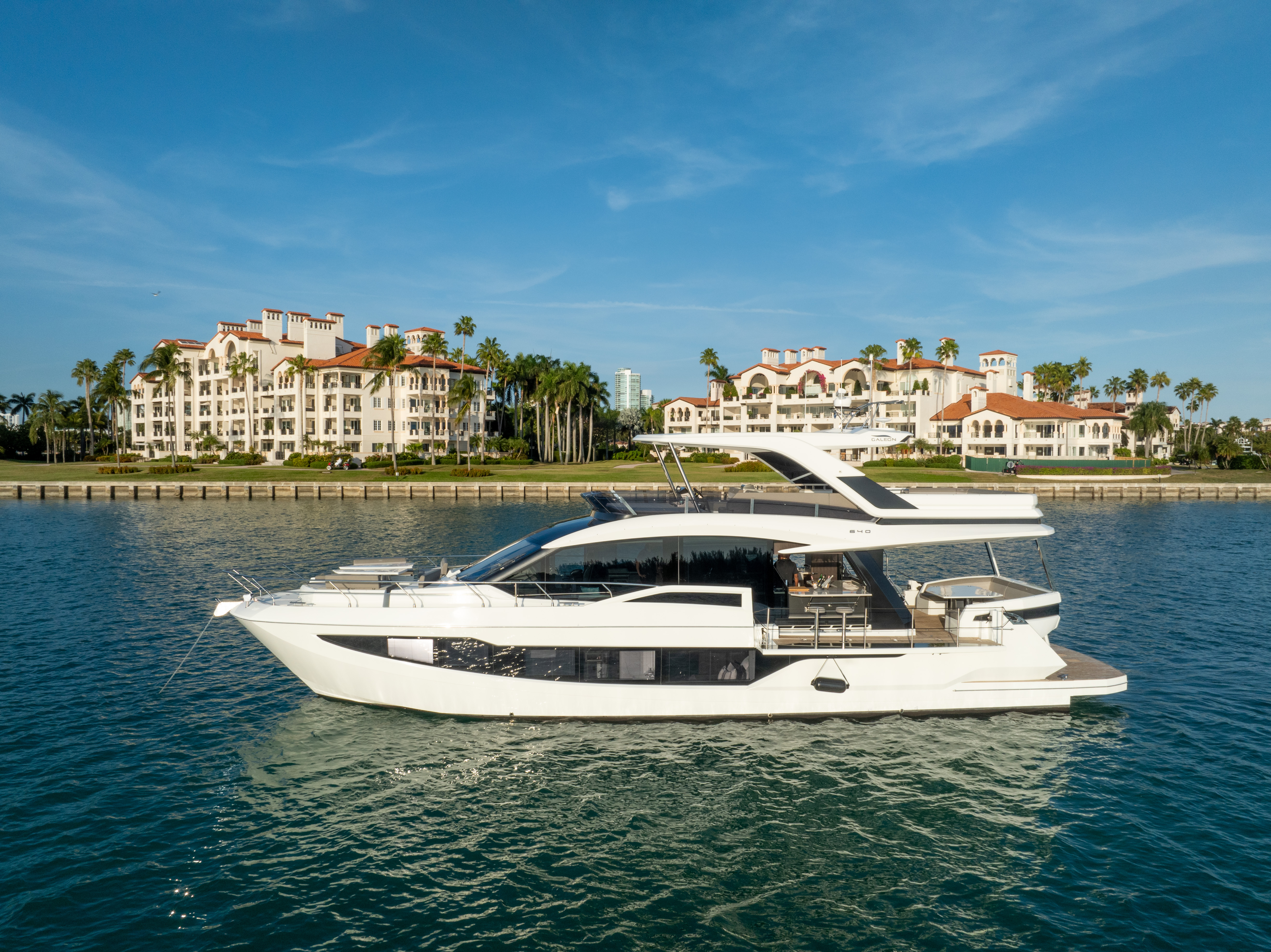68ft Galeon (2025) luxury yacht charter Miami - exterior view perfect for parties and celebrations