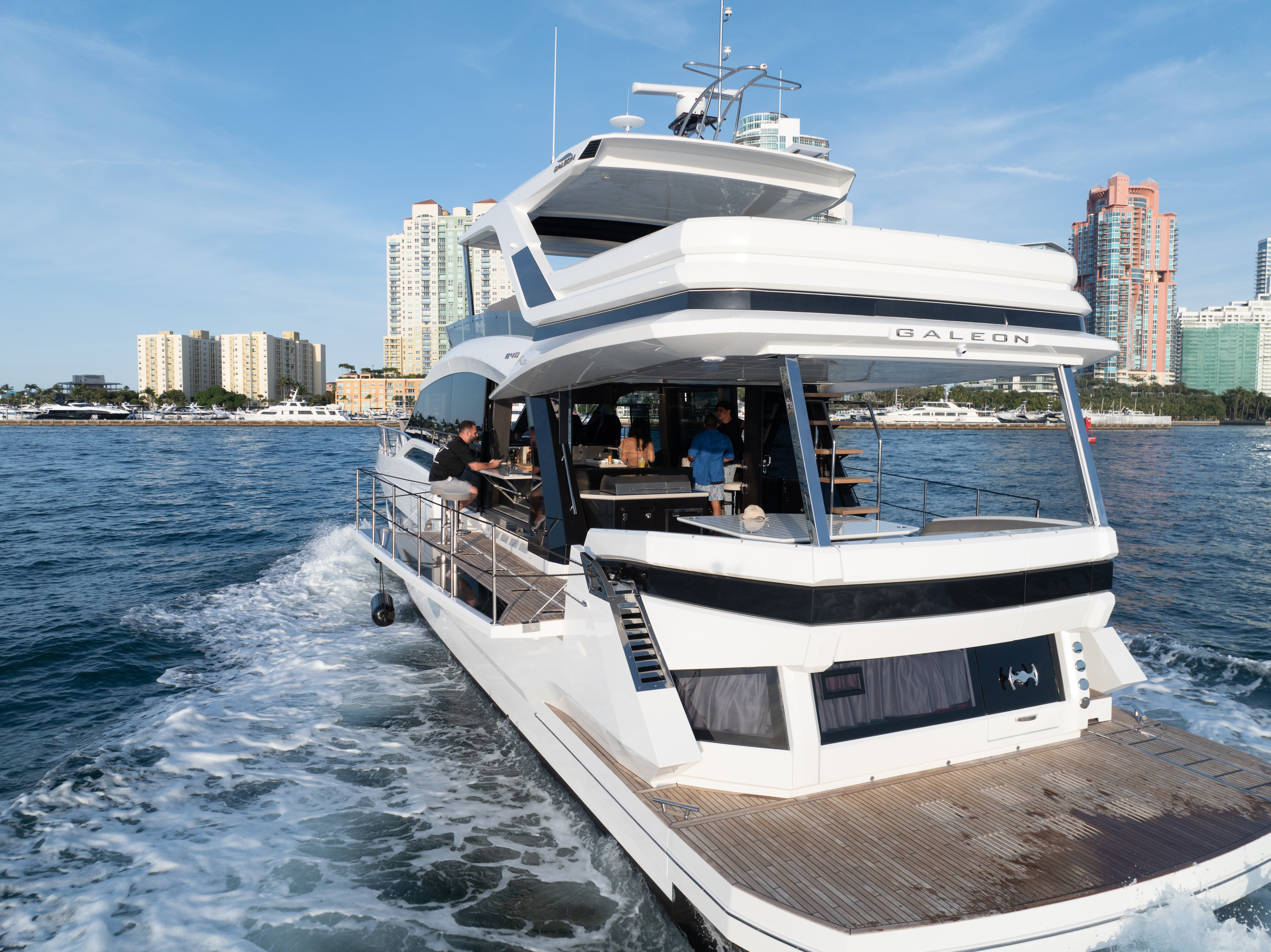 68ft Galeon (2025) yacht rental Miami - bow seating area perfect for sunbathing and relaxation