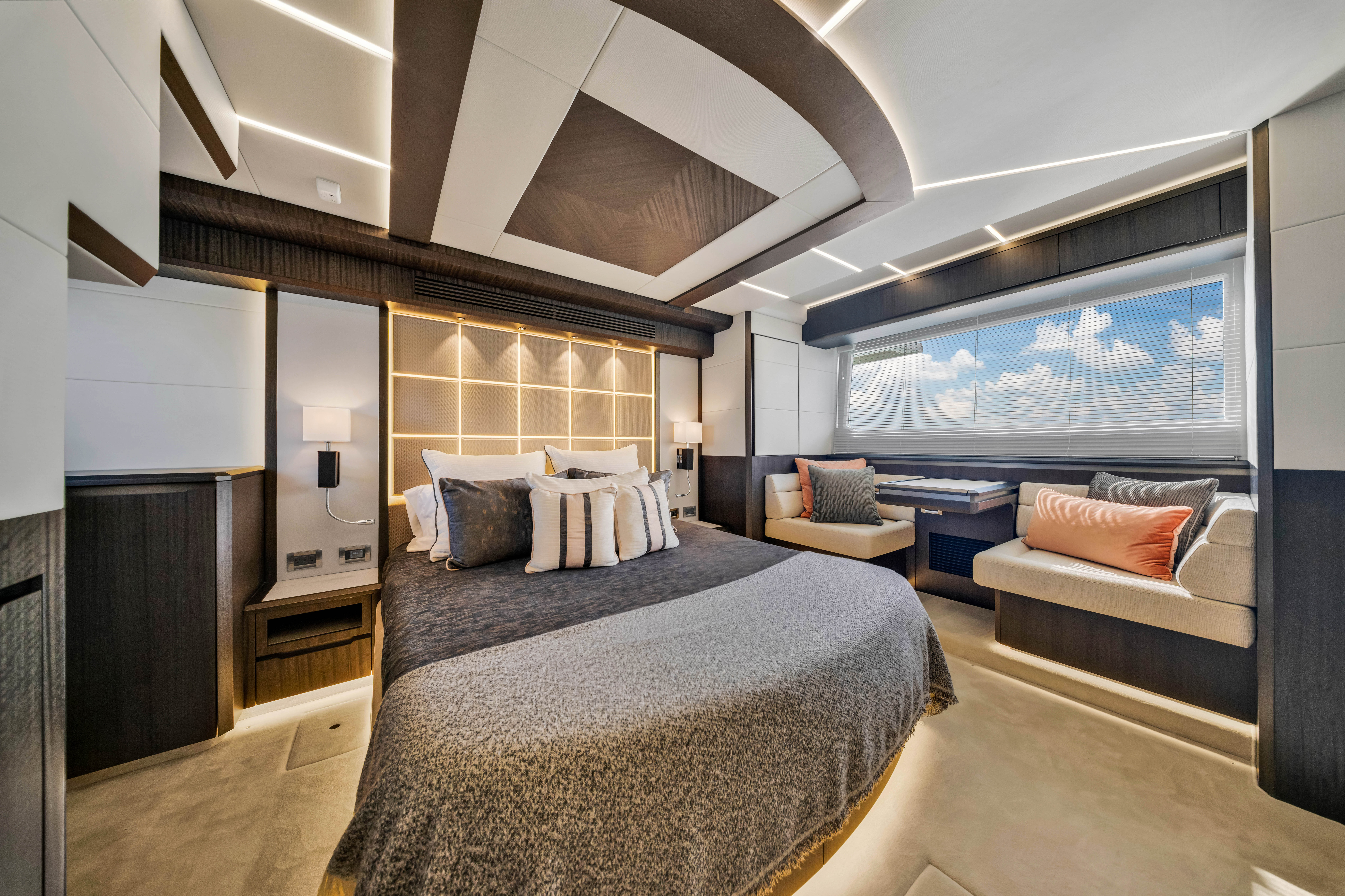 68ft Galeon (2025) yacht rental Miami - bow seating area perfect for sunbathing and relaxation