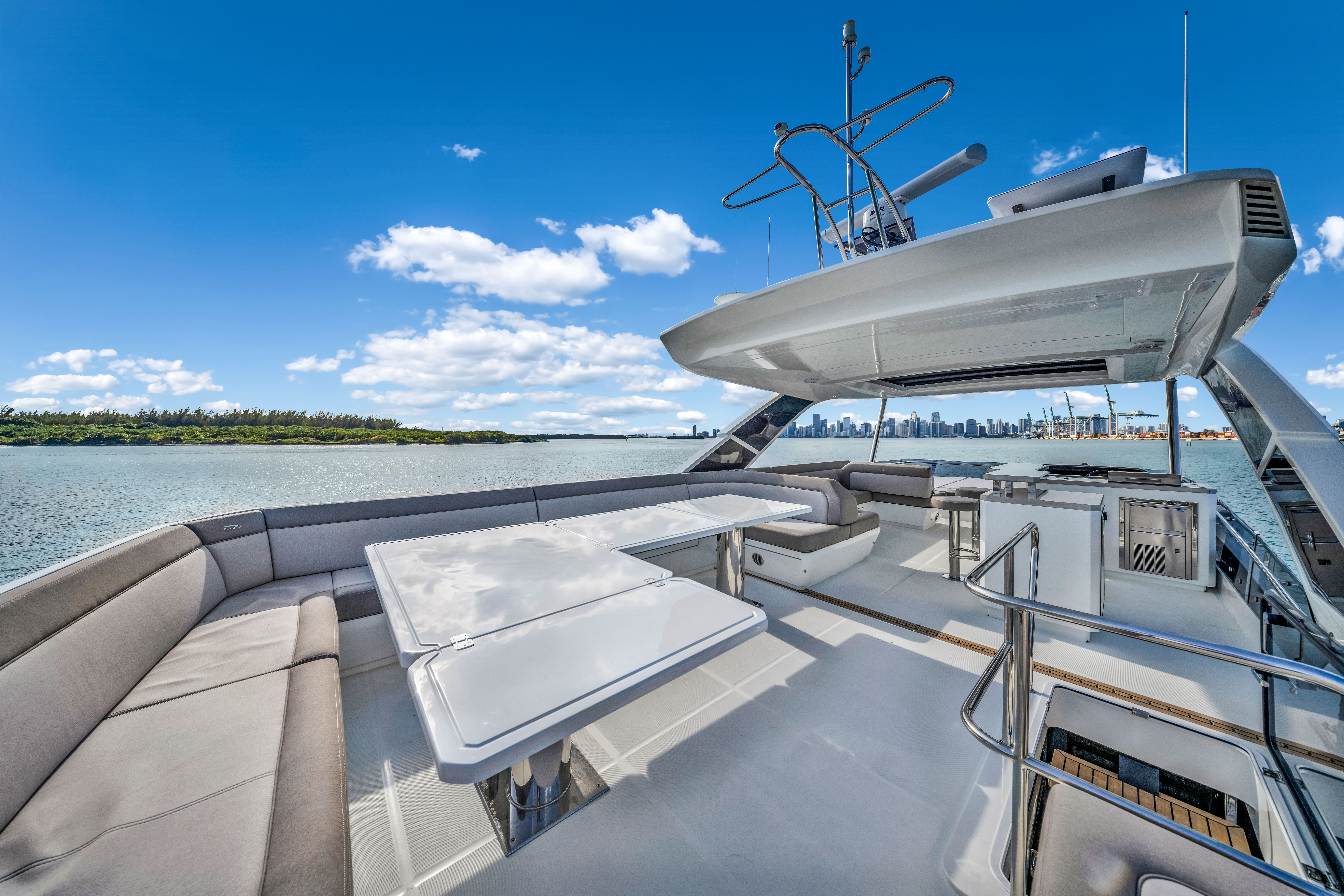 68ft Galeon (2025) yacht rental Miami - navigation bridge and helm station
