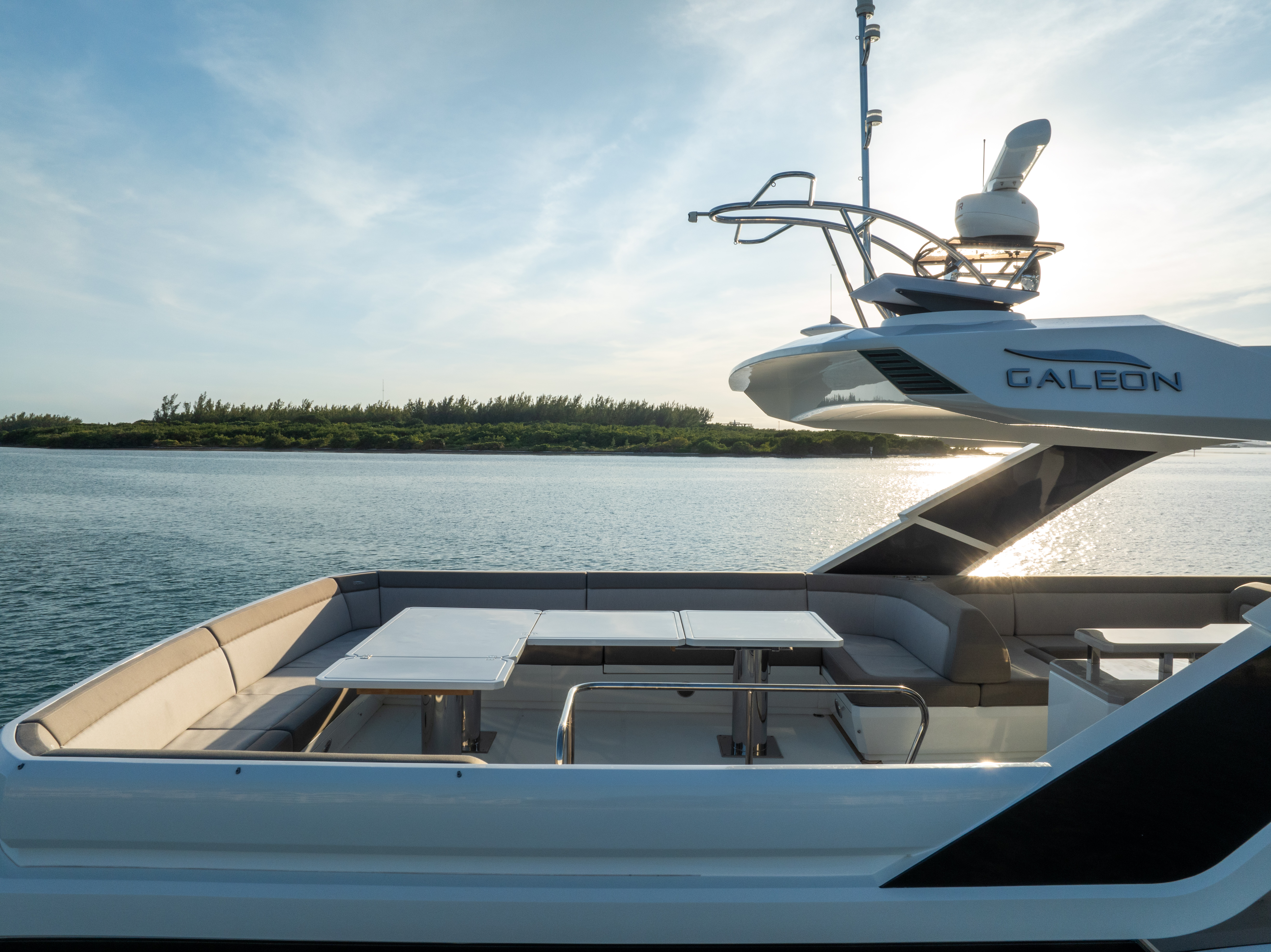 68ft Galeon (2025) yacht rental Miami - spacious deck area ideal for sunset cruises and bachelorette parties