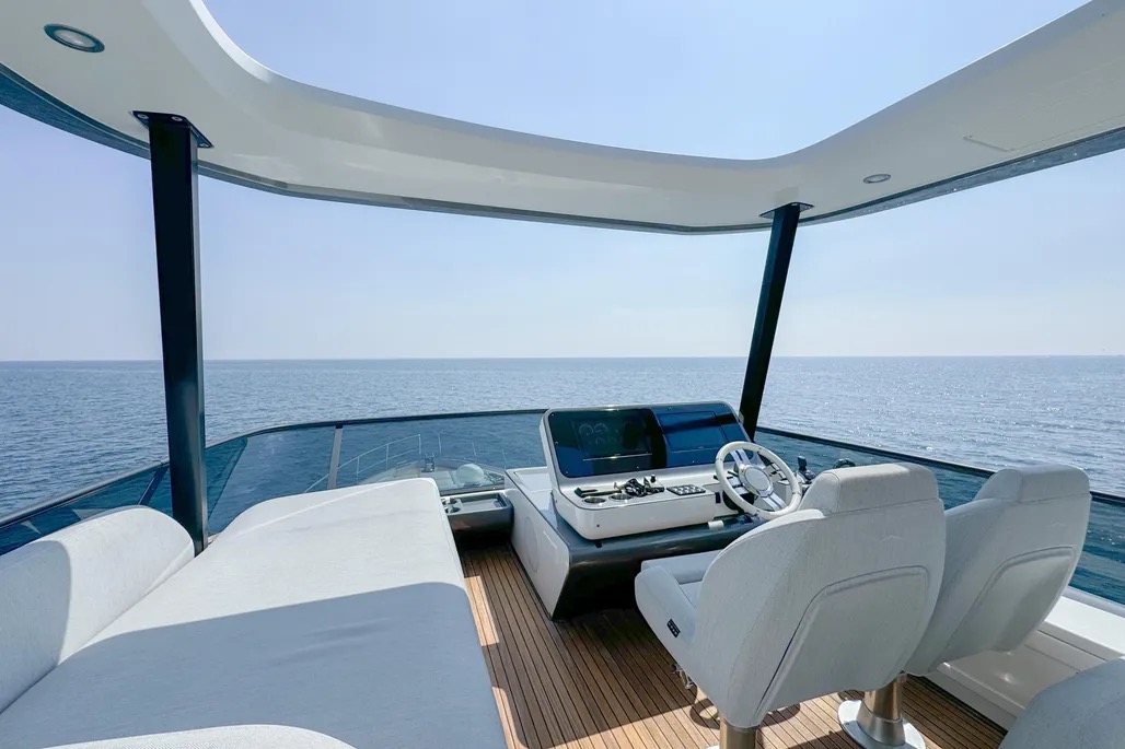 70ft Azimut 68 Fly (2023) yacht rental Miami - spacious deck area ideal for sunset cruises and bachelorette parties
