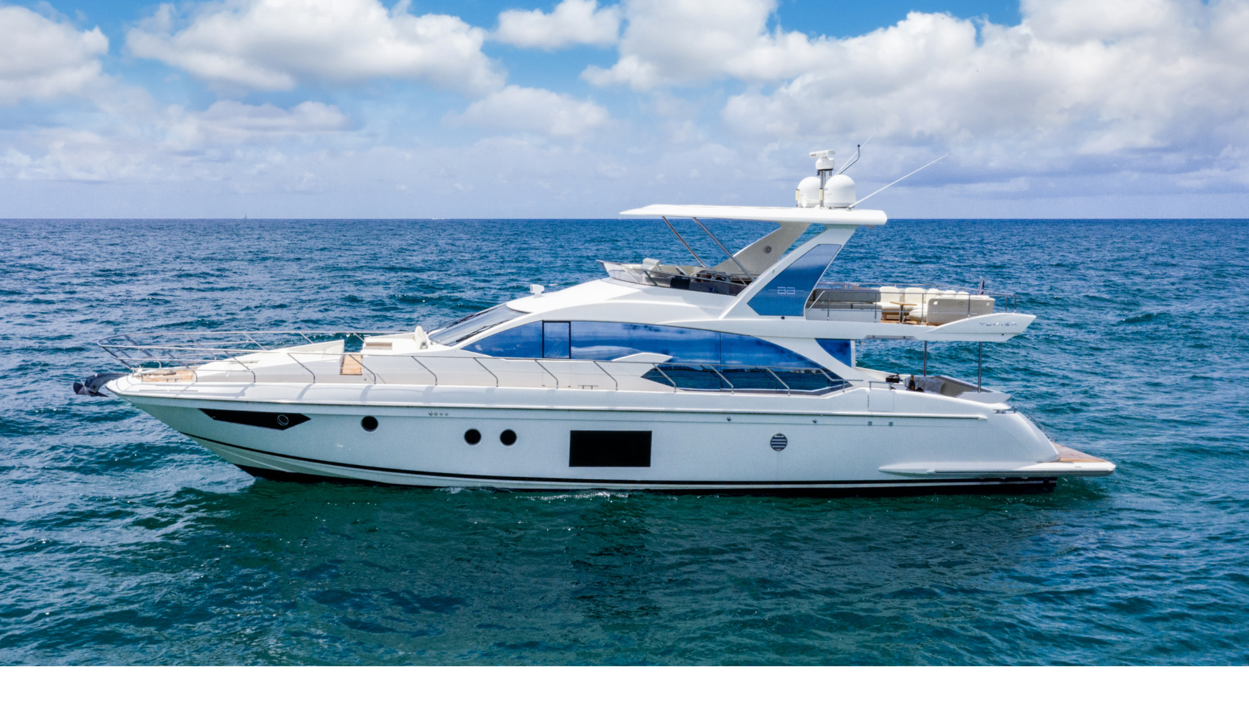70ft Azimut GB luxury yacht charter Miami - exterior view perfect for parties and celebrations