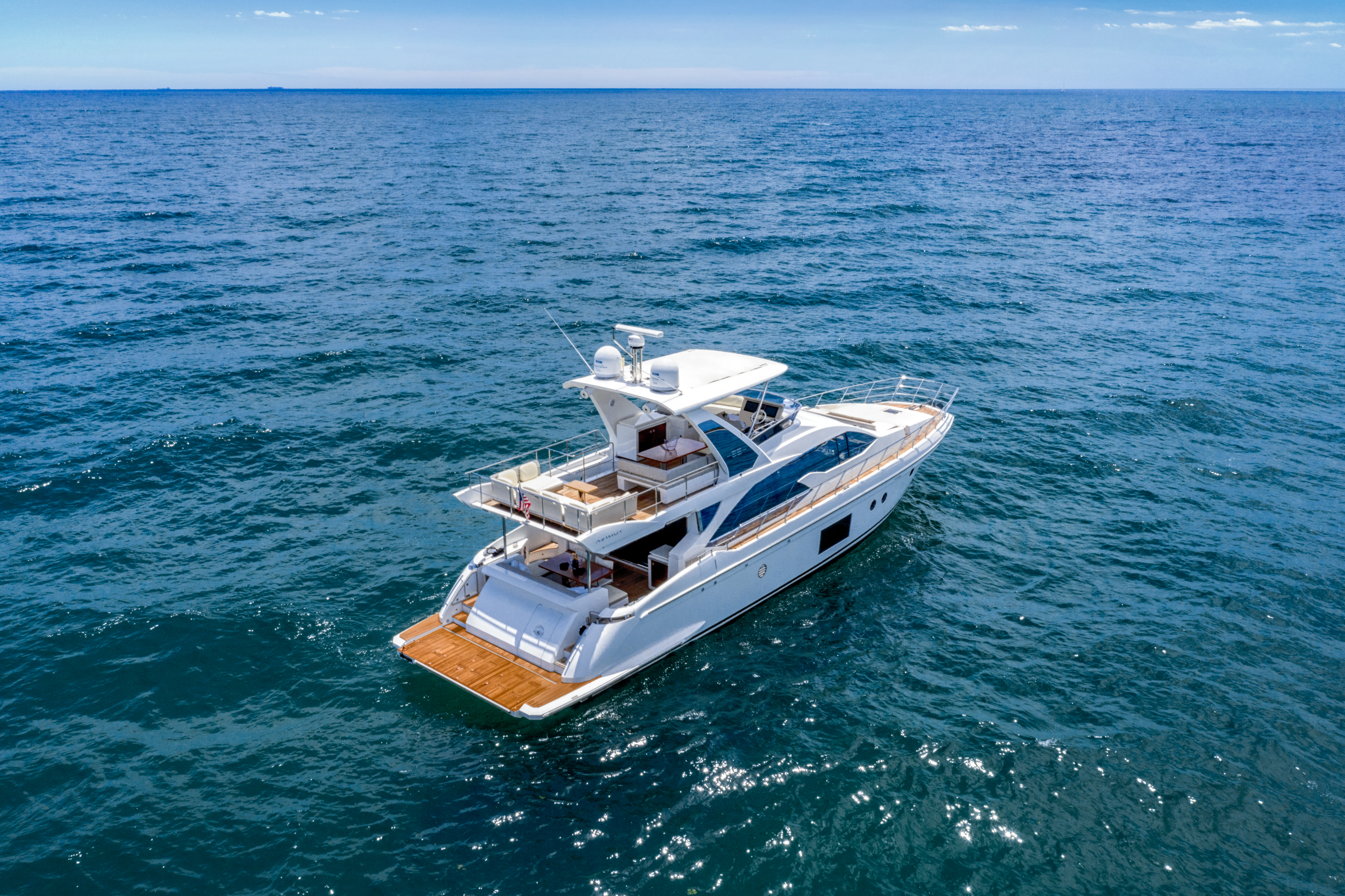 70ft Azimut GB yacht rental Miami - stern swim platform with water access for snorkeling