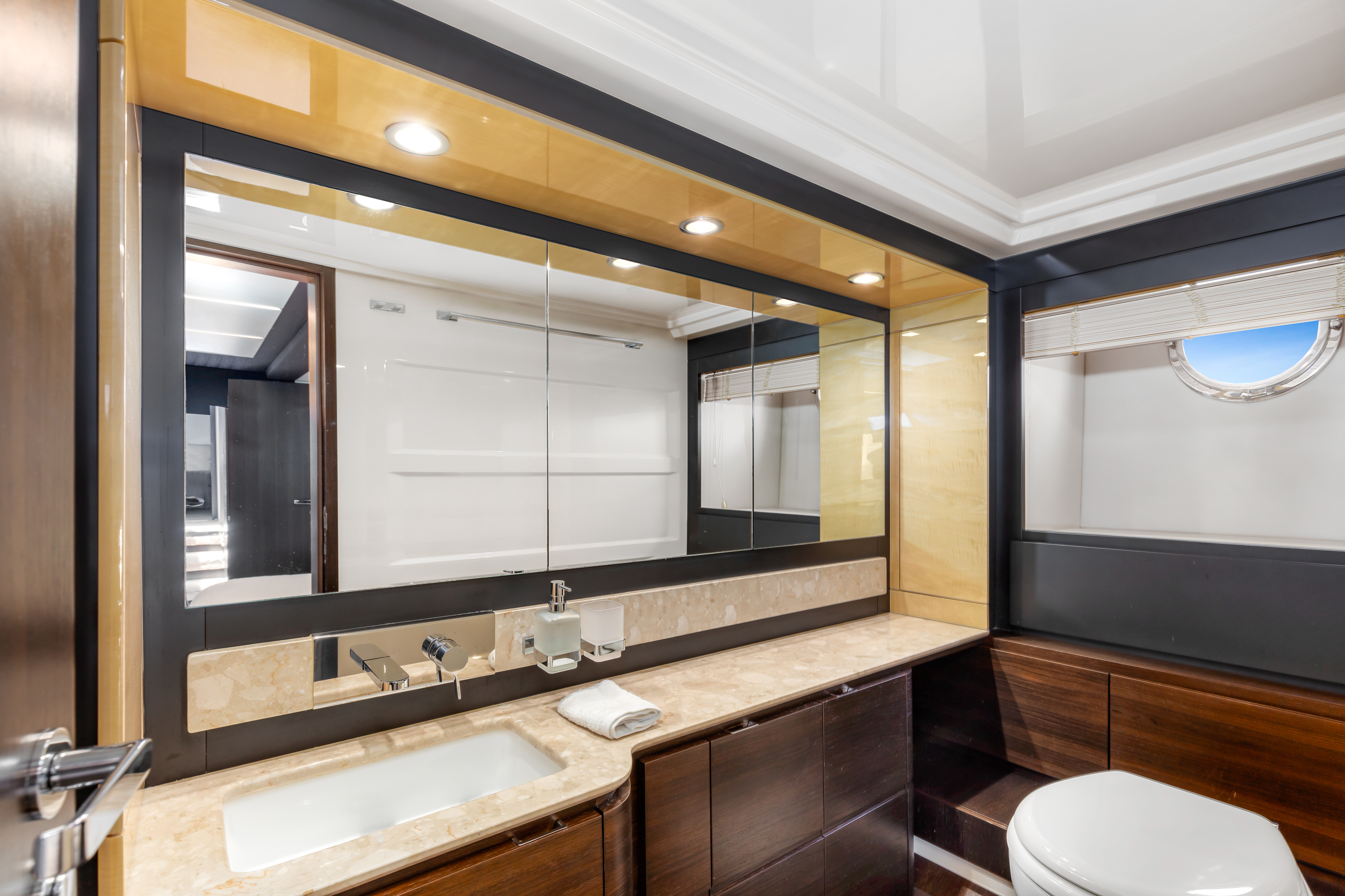 70ft Azimut GB yacht rental Miami - elegant interior salon for corporate events and private gatherings