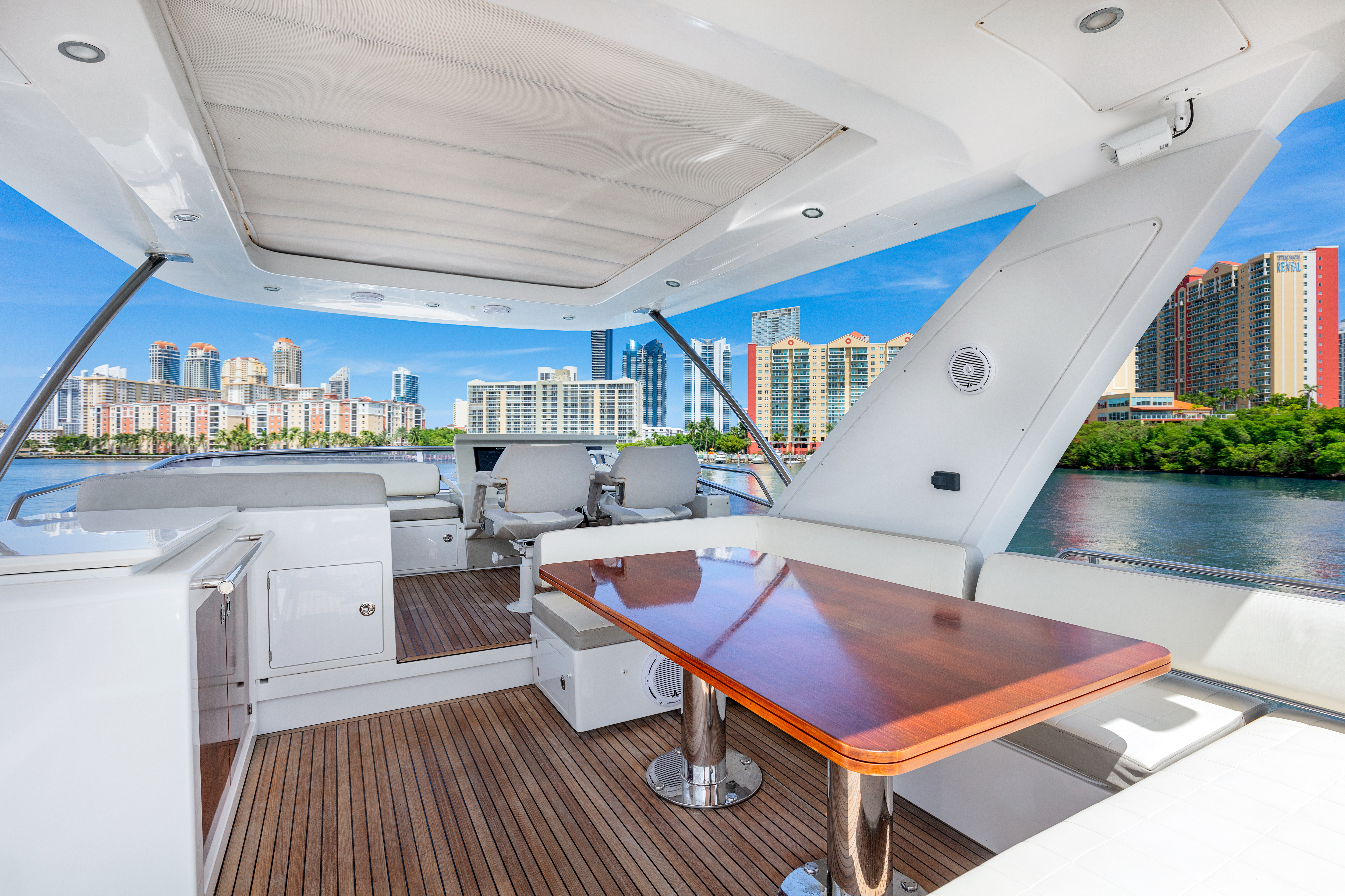 70ft Azimut GB yacht rental Miami - spacious deck area ideal for sunset cruises and bachelorette parties