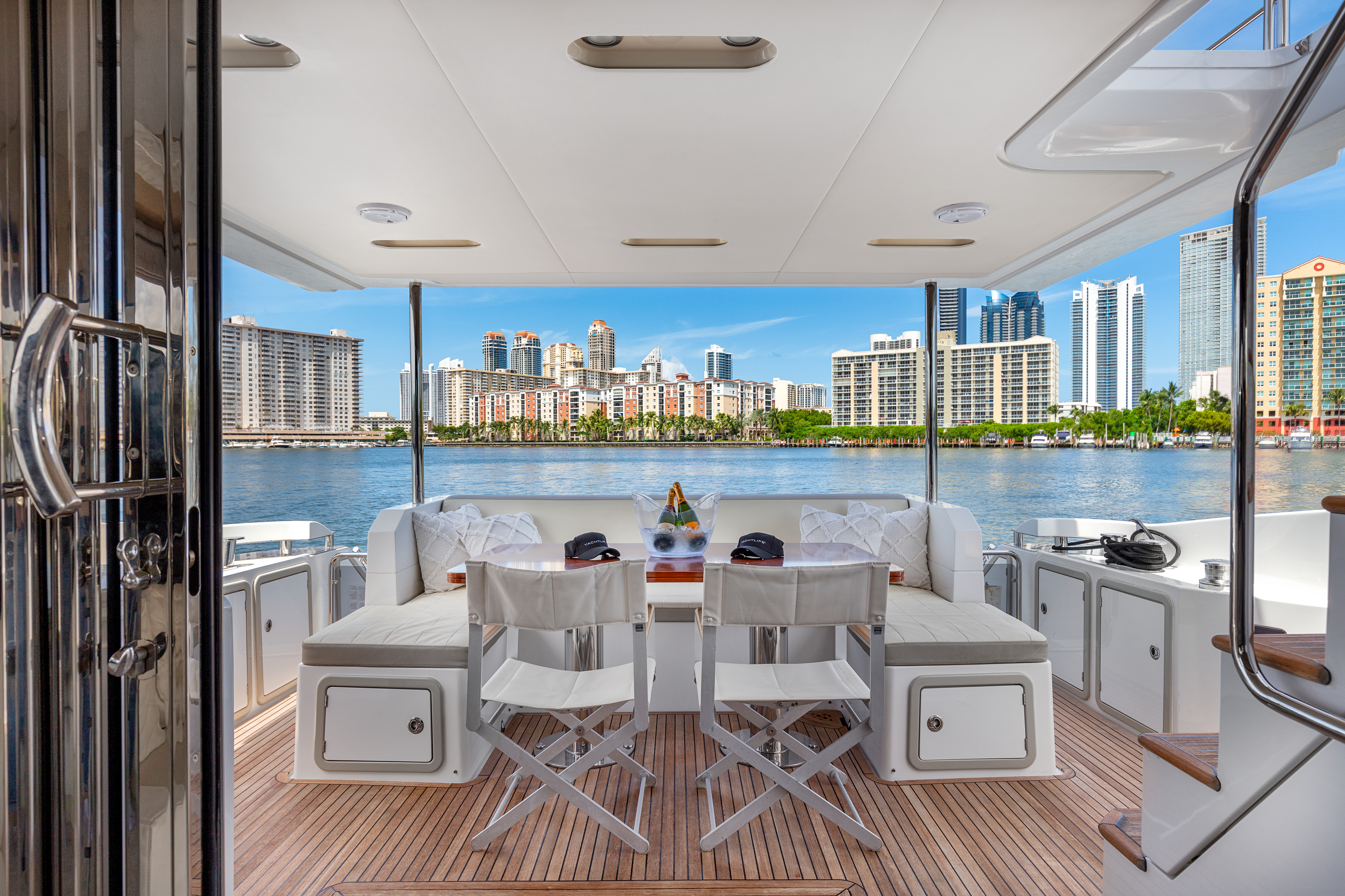 70ft Azimut GB yacht rental Miami - navigation bridge and helm station