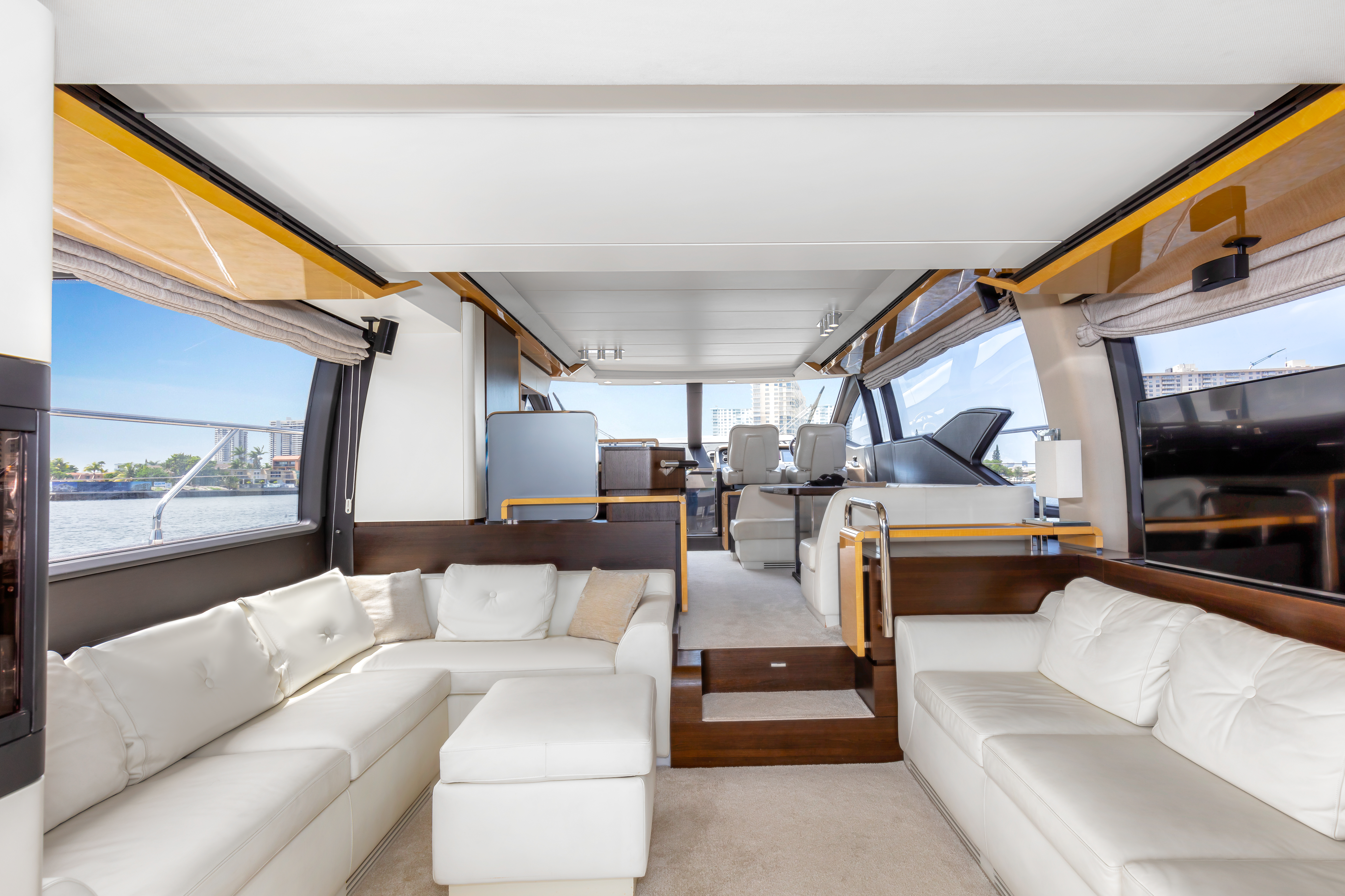 70ft Azimut GB yacht rental Miami - bow seating area perfect for sunbathing and relaxation