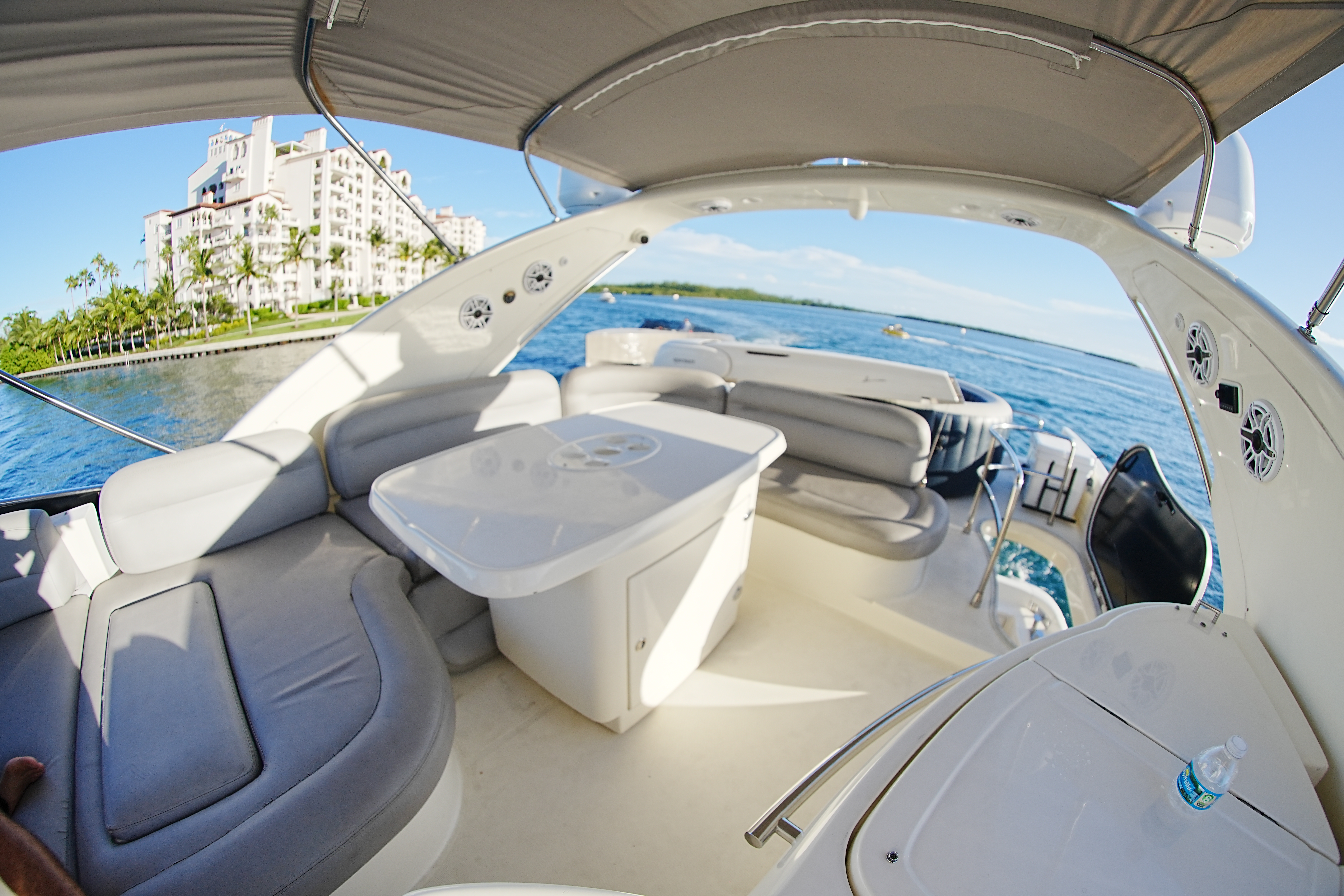 70ft Azimut J yacht rental Miami - elegant interior salon for corporate events and private gatherings